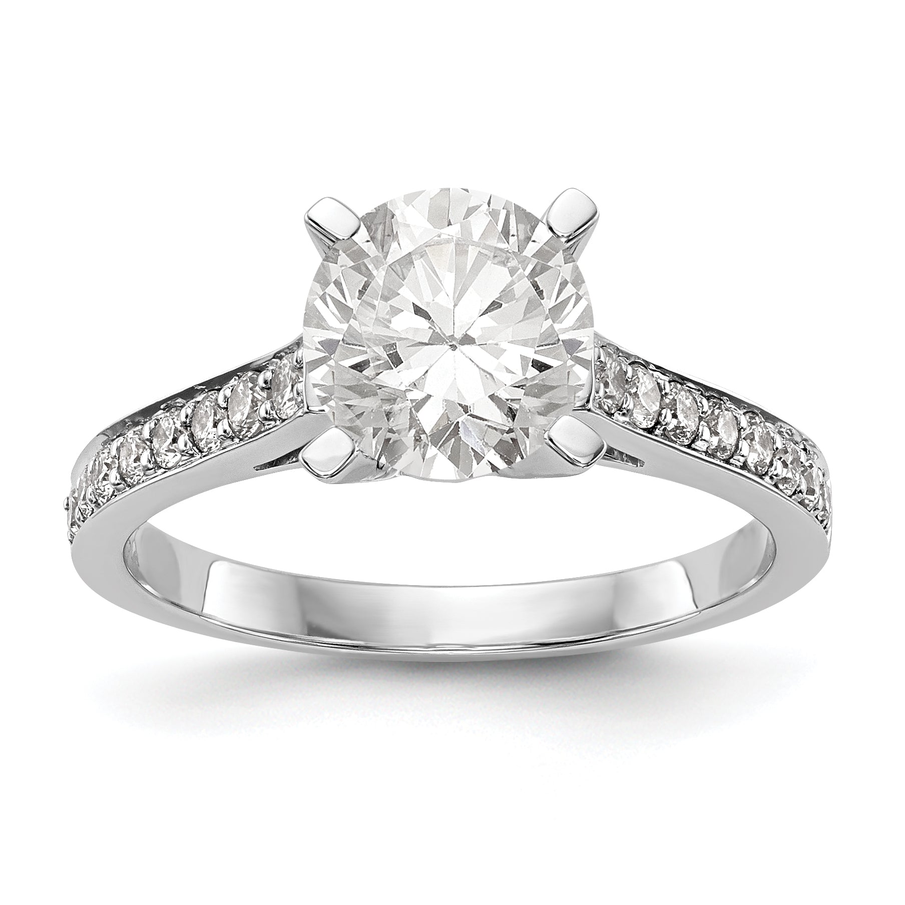14K Weißgold Verlobungsring mit simuliertem Diamanten