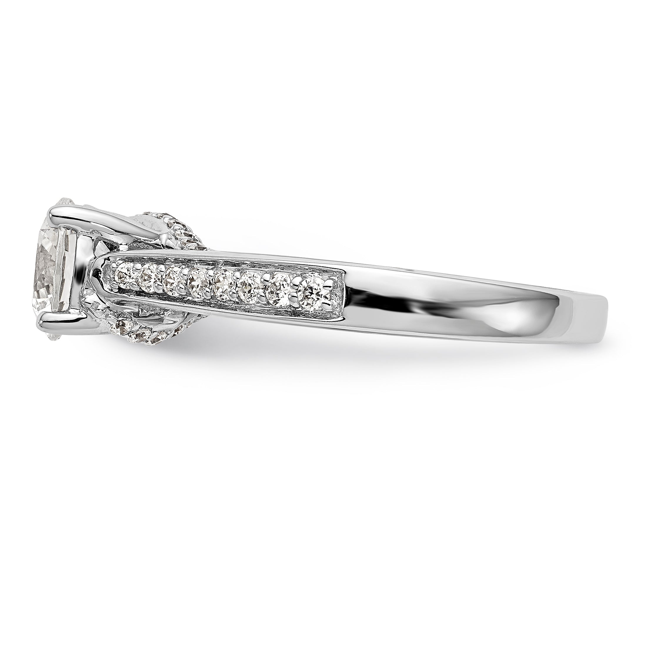 14K Weißgold Verlobungsring mit simuliertem Diamanten