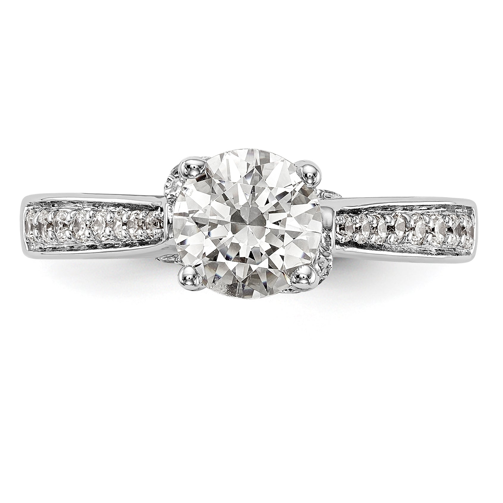 14K Weißgold Verlobungsring mit simuliertem Diamanten