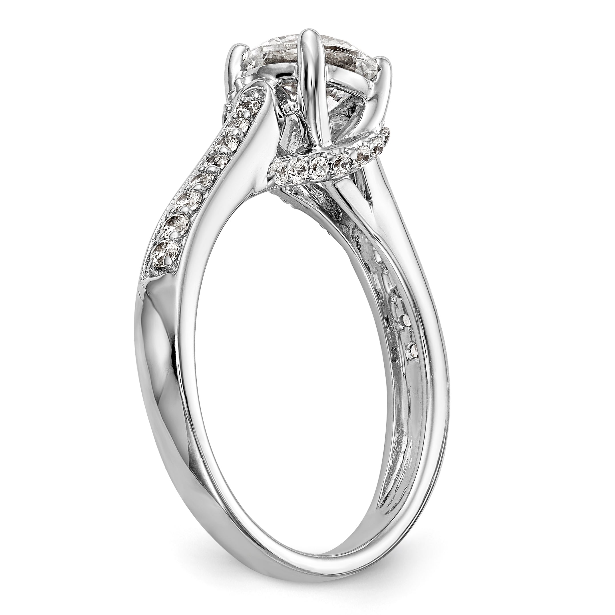 14K Weißgold Verlobungsring mit simuliertem Diamanten