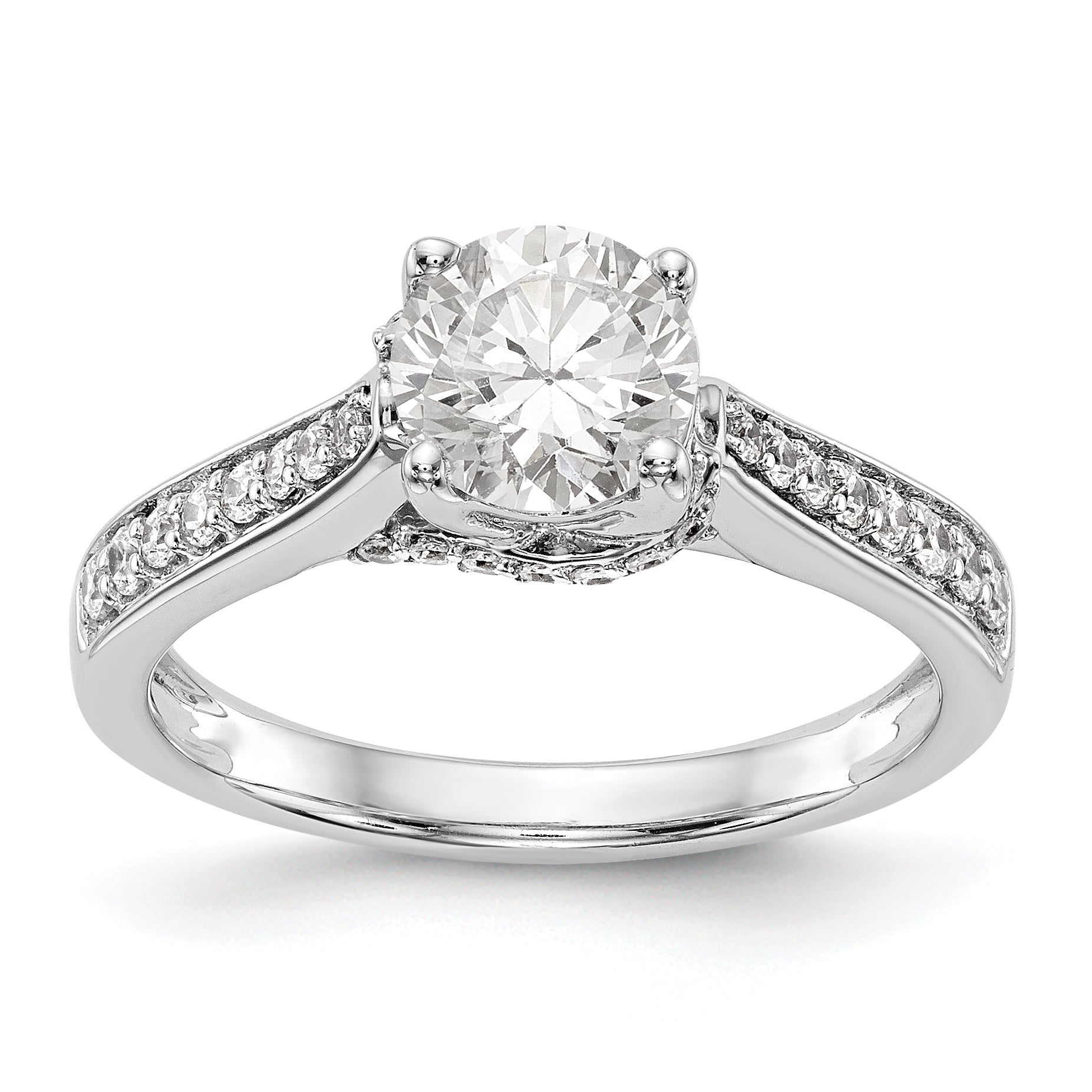 14K Weißgold Verlobungsring mit simuliertem Diamanten