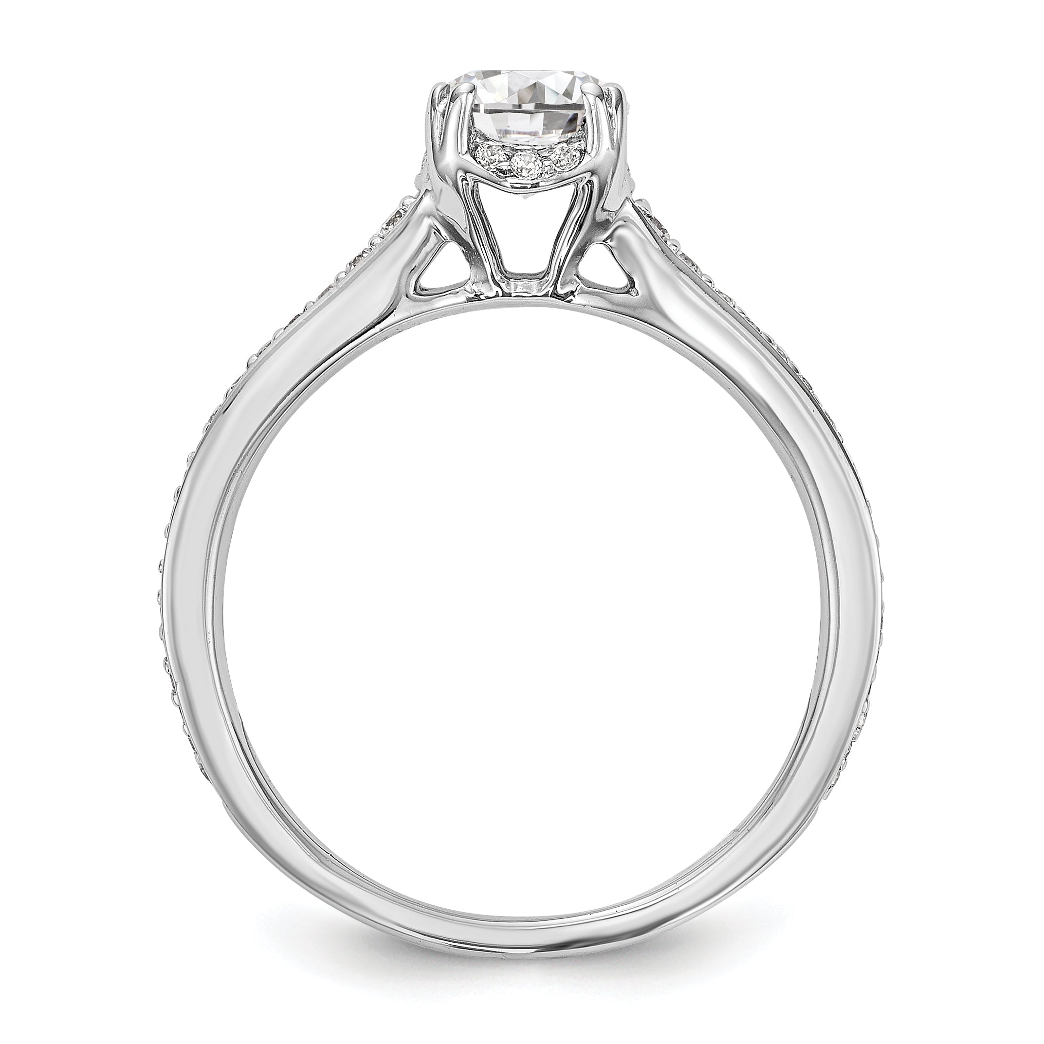 14K Weißgold Verlobungsring mit simulierten Diamanten