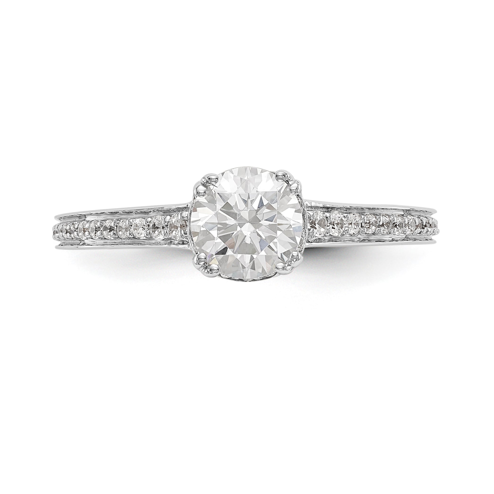 14K Weißgold Verlobungsring mit simulierten Diamanten
