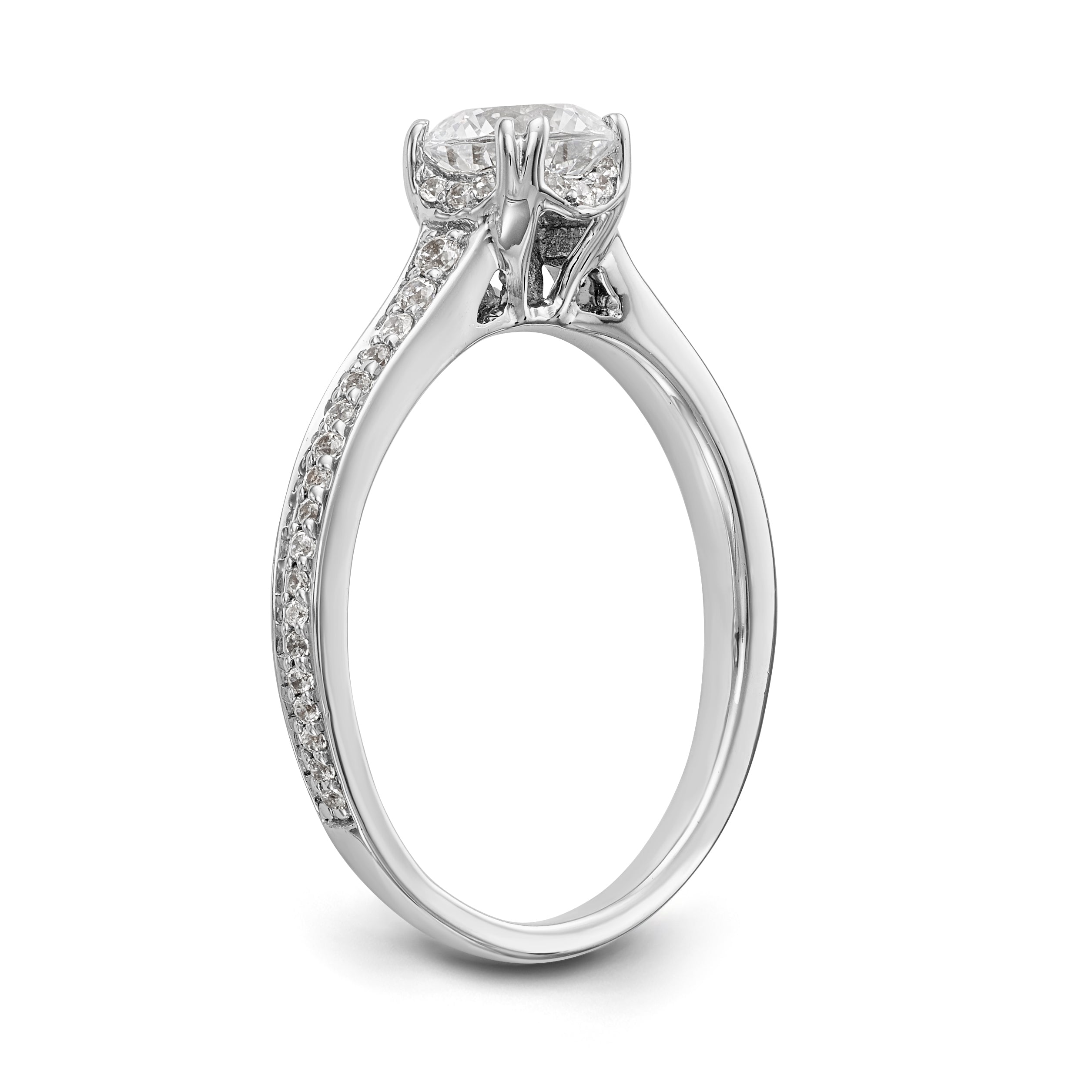 14K Weißgold Verlobungsring mit simulierten Diamanten