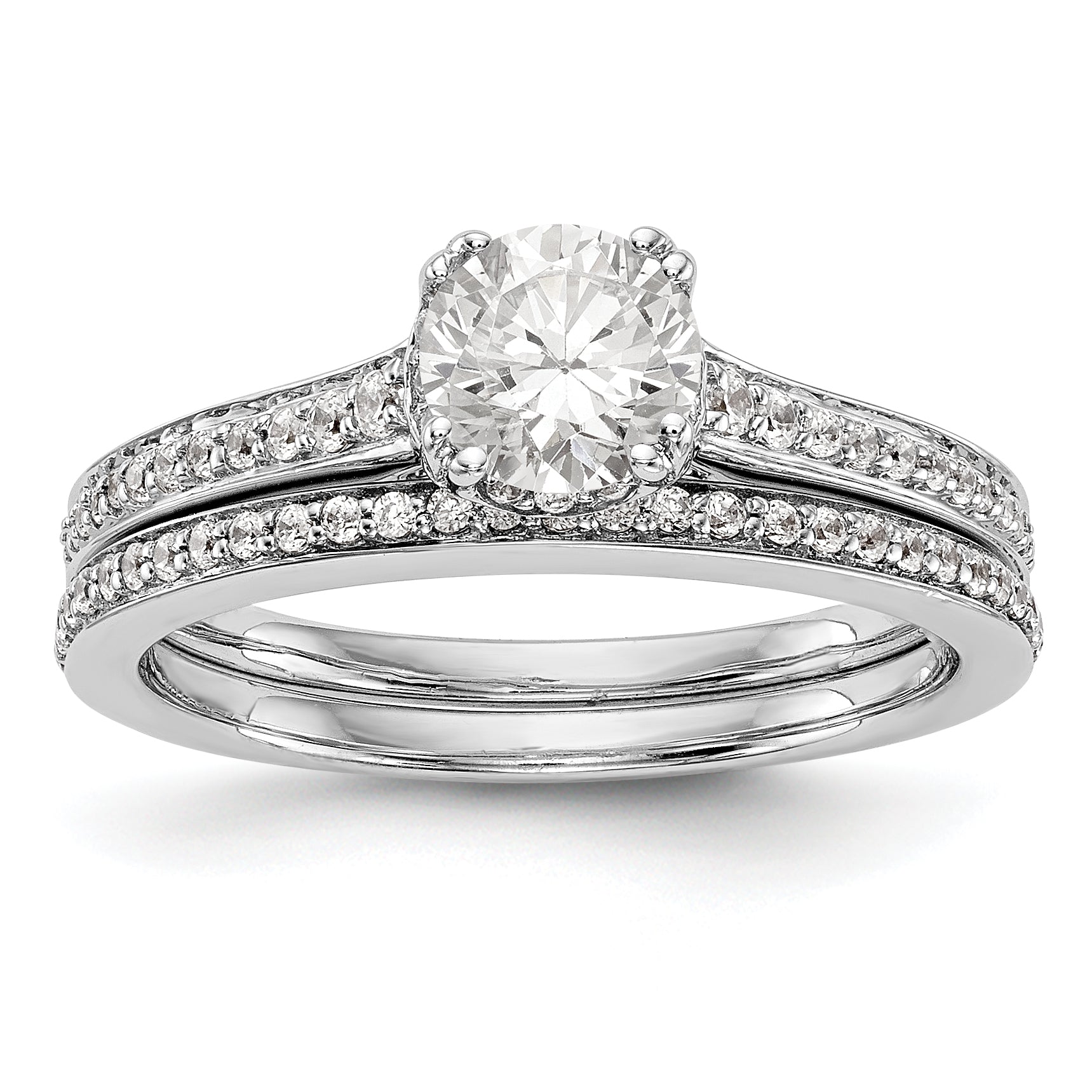 14K Weißgold Verlobungsring mit simulierten Diamanten