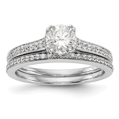 14K Weißgold Verlobungsring mit simulierten Diamanten
