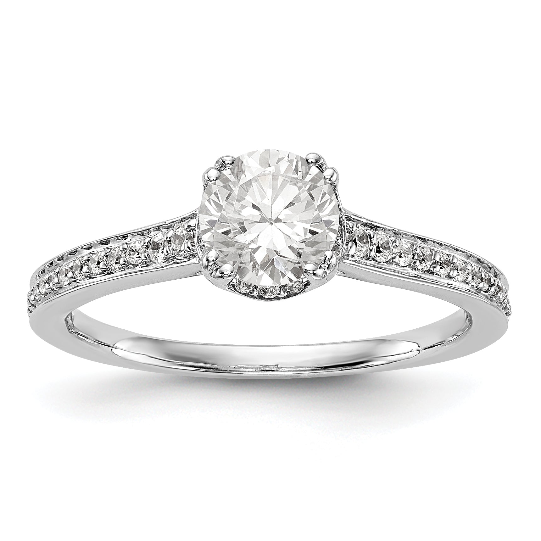 14K Weißgold Verlobungsring mit simulierten Diamanten