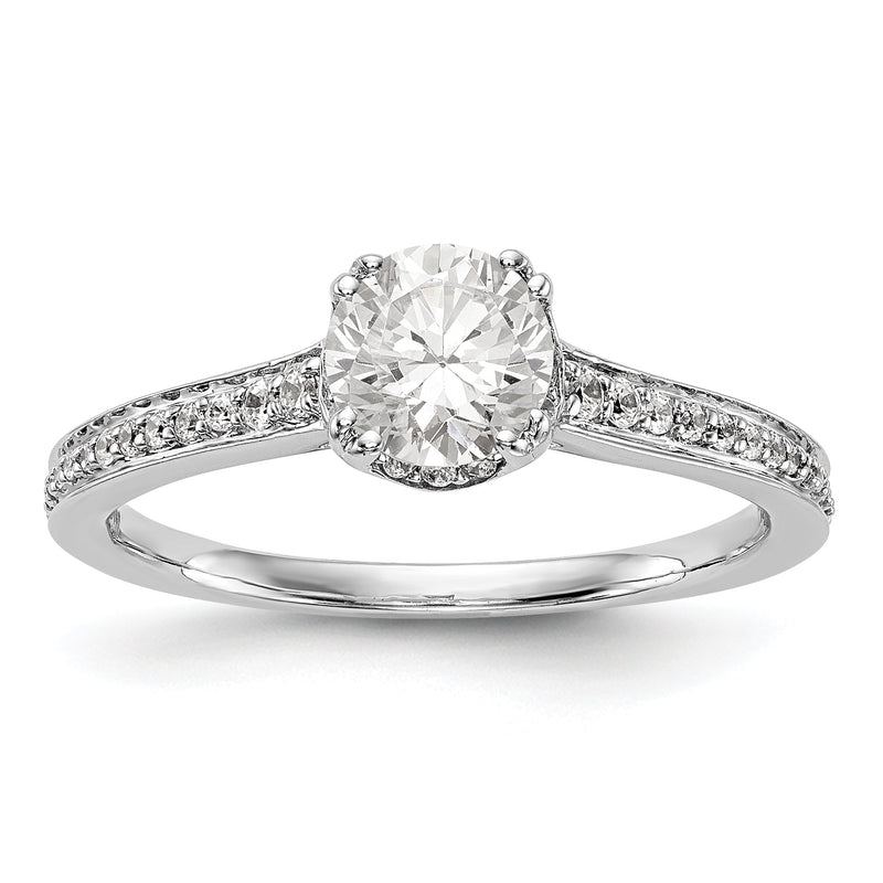 14K Weißgold Verlobungsring mit simulierten Diamanten