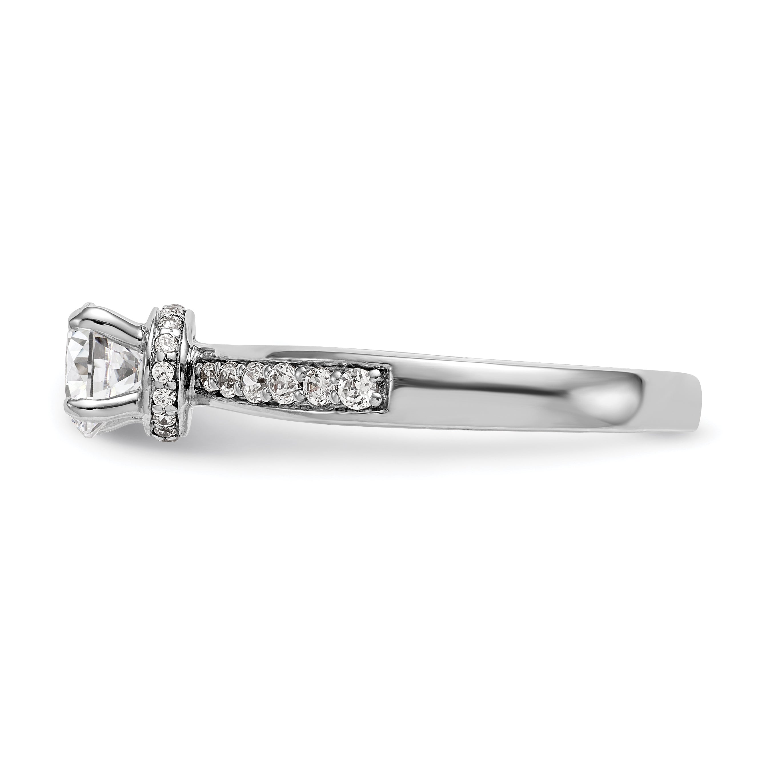14K Weißgold Verlobungsring mit simulierten Diamanten