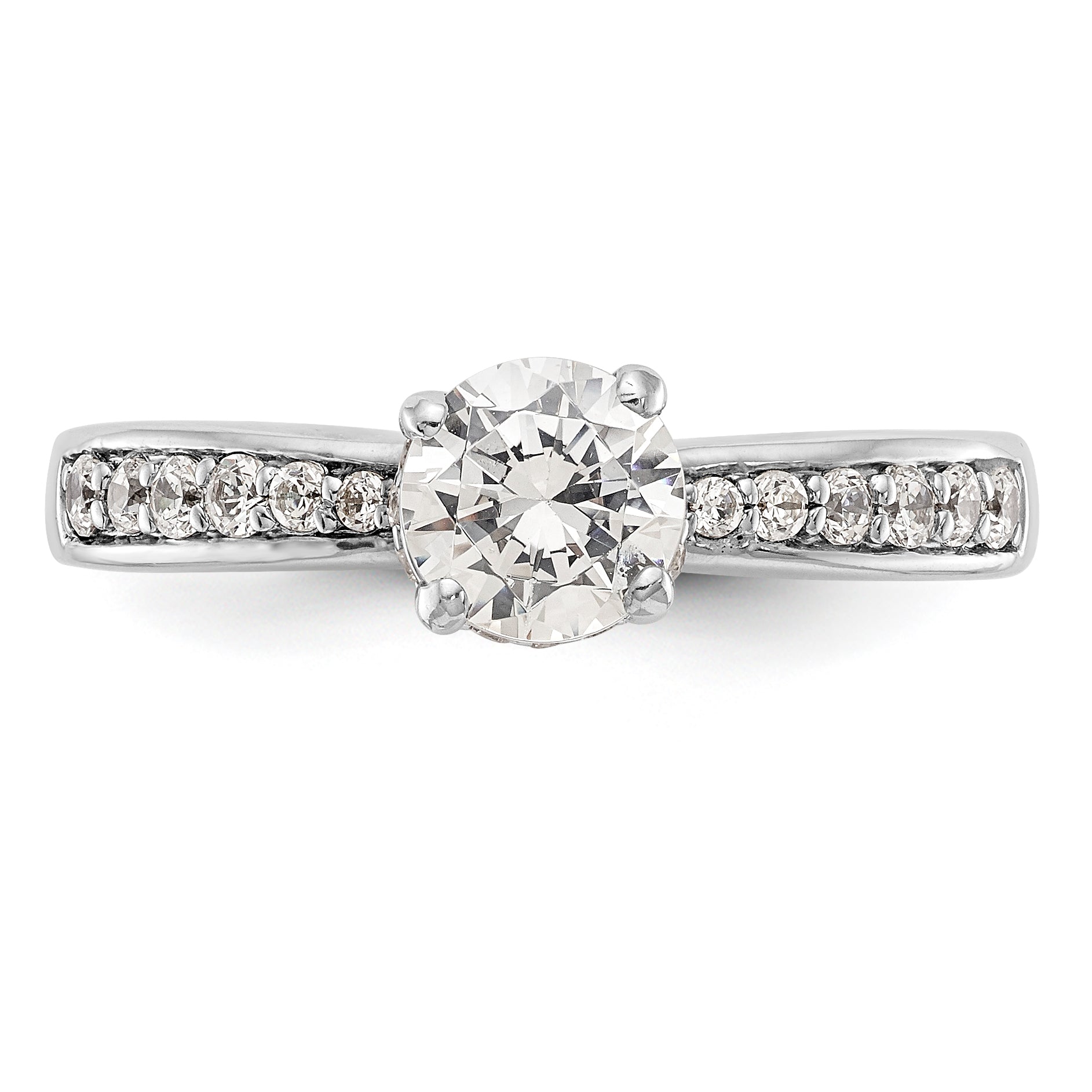 14K Weißgold Verlobungsring mit simulierten Diamanten
