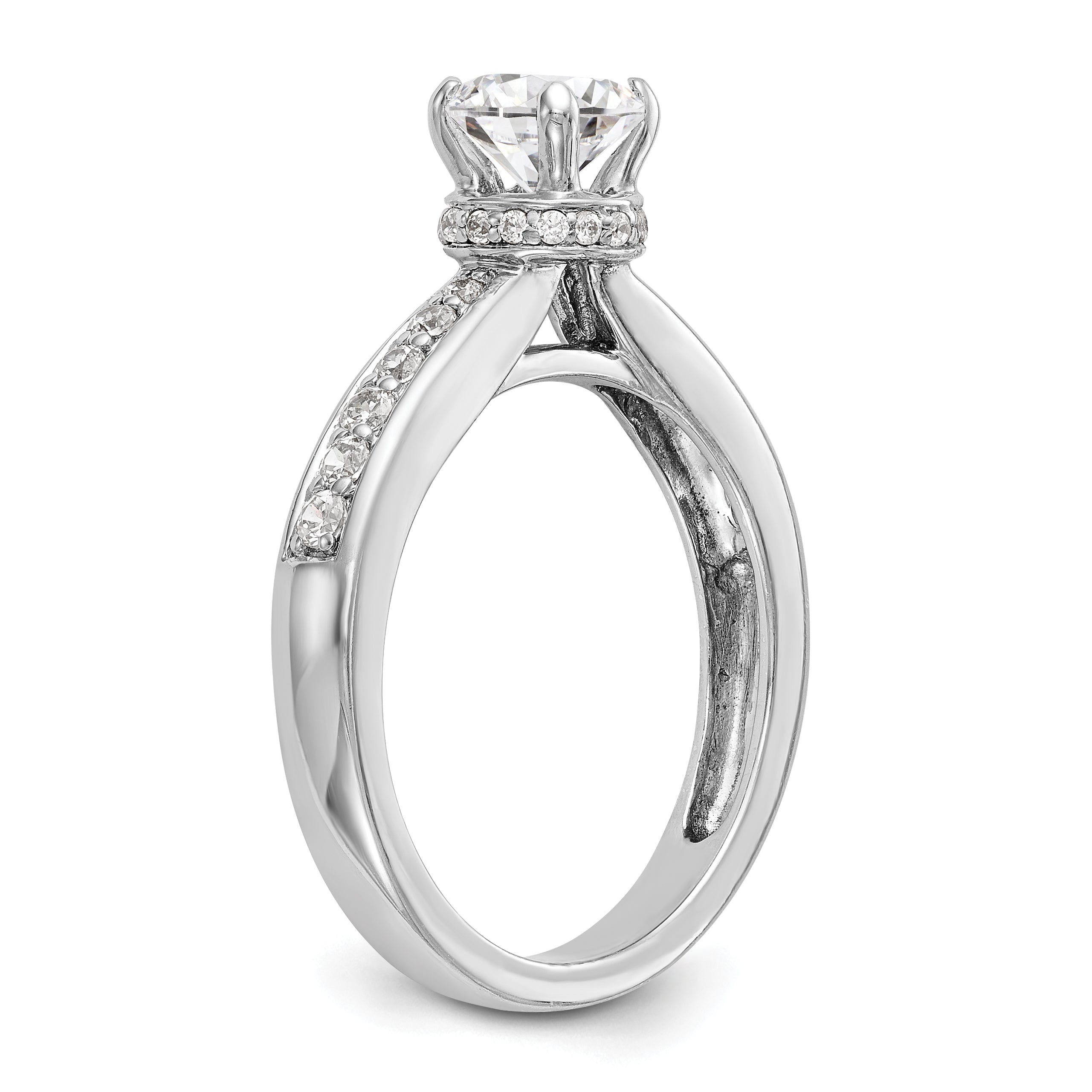 14K Weißgold Verlobungsring mit simulierten Diamanten