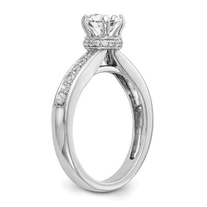 14K Weißgold Verlobungsring mit simulierten Diamanten