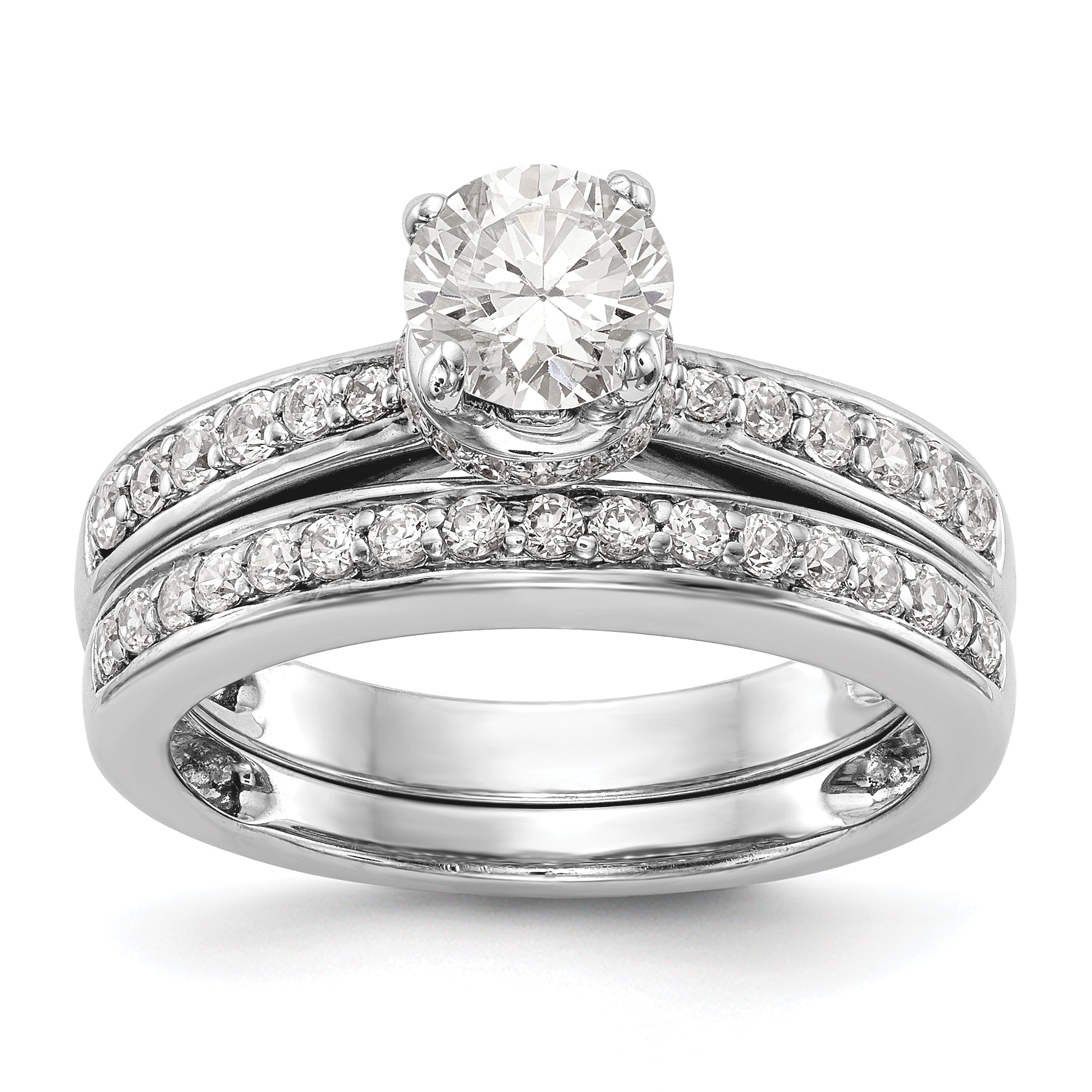 14K Weißgold Verlobungsring mit simulierten Diamanten