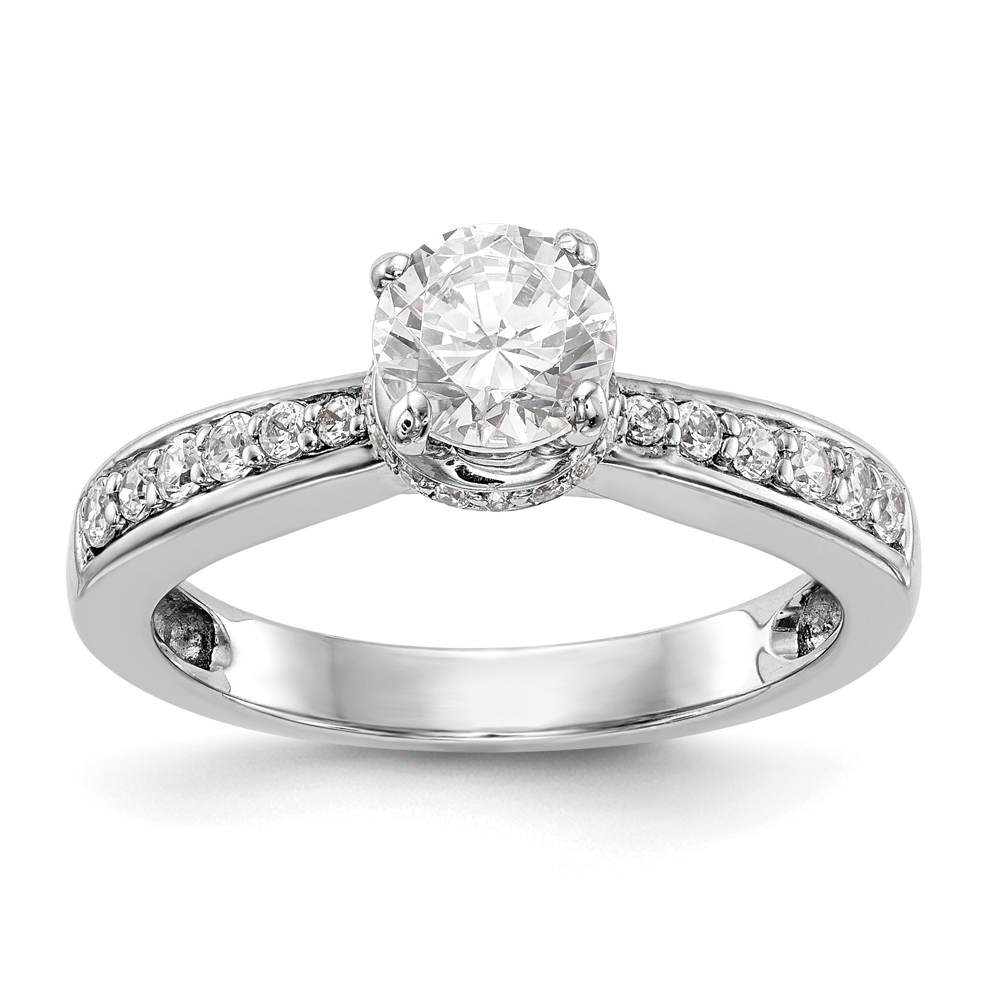 14K Weißgold Verlobungsring mit simulierten Diamanten