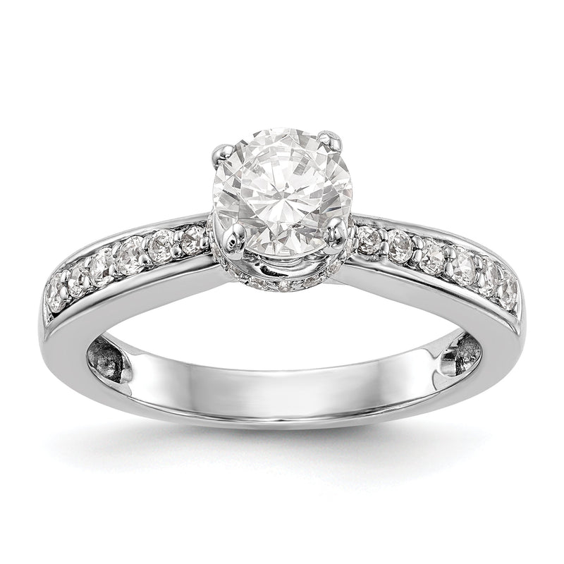 14K Weißgold Verlobungsring mit simulierten Diamanten