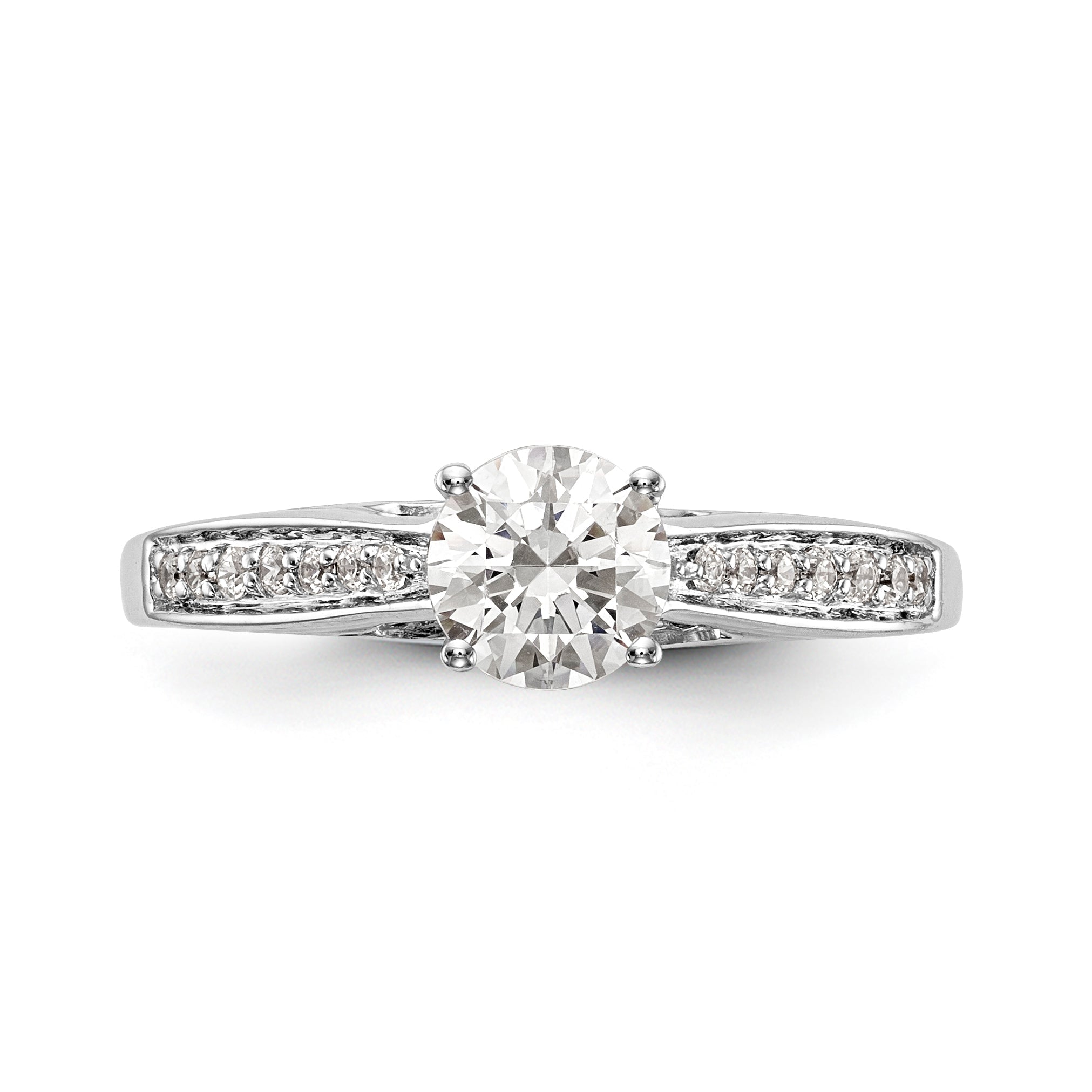 14K Weißgold Verlobungsring mit simuliertem Diamanten