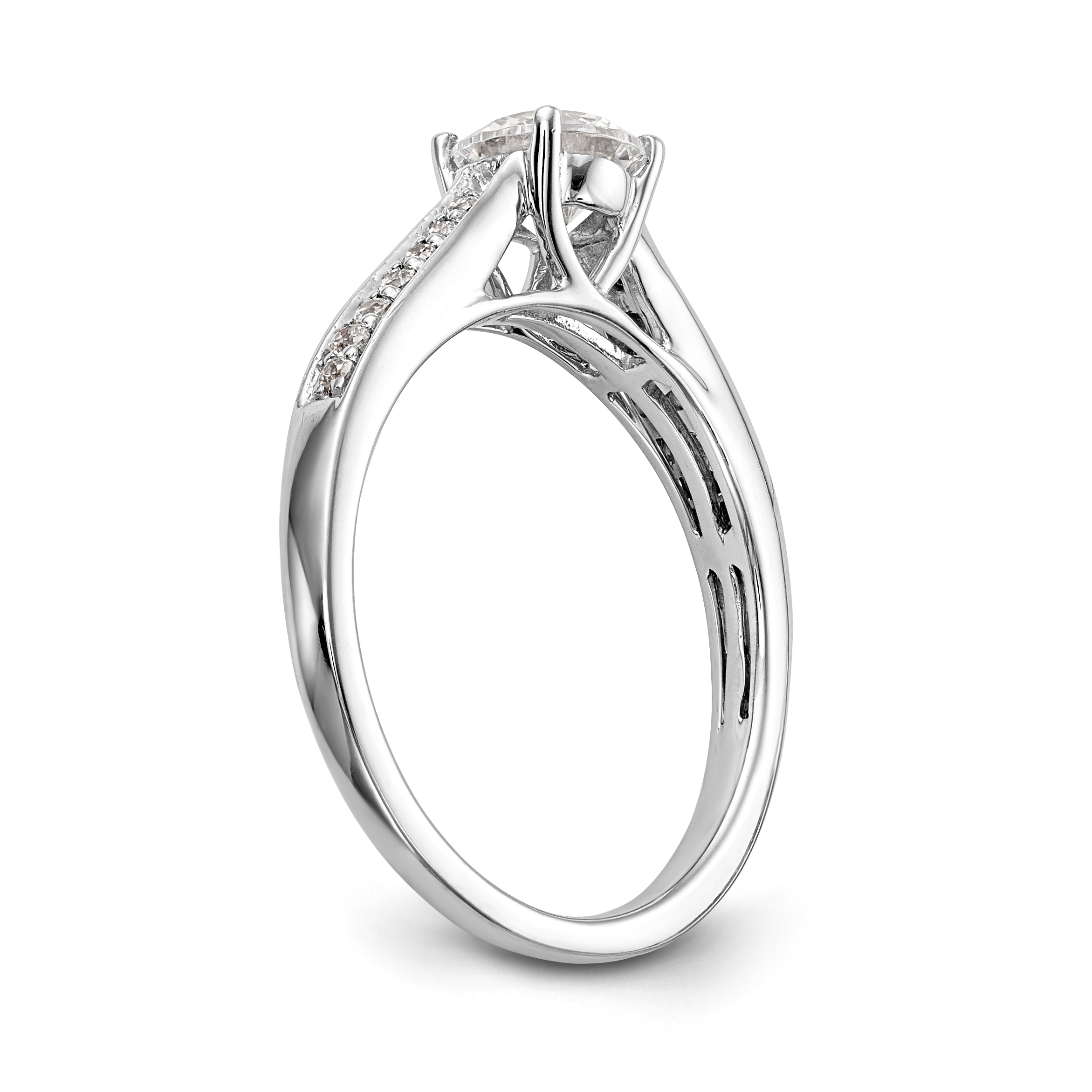 14K Weißgold Verlobungsring mit simuliertem Diamanten
