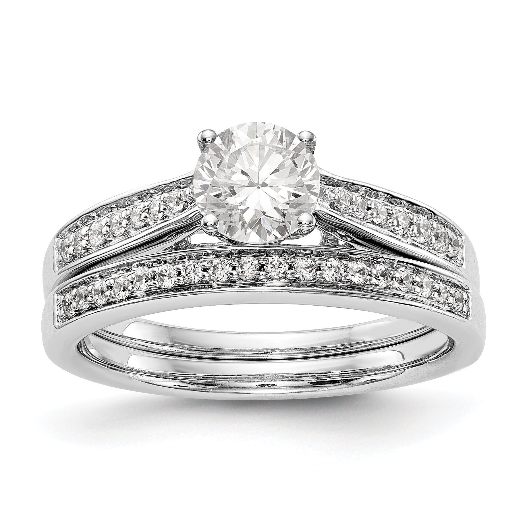 14K Weißgold Verlobungsring mit simuliertem Diamanten