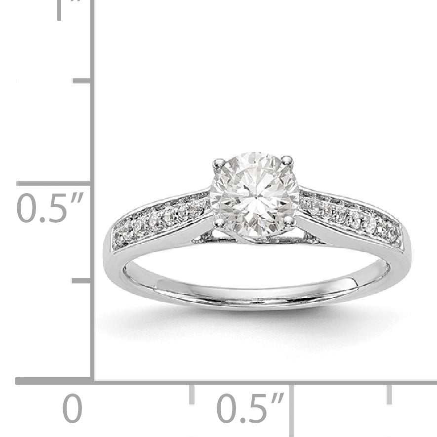 14K Weißgold Verlobungsring mit simuliertem Diamanten