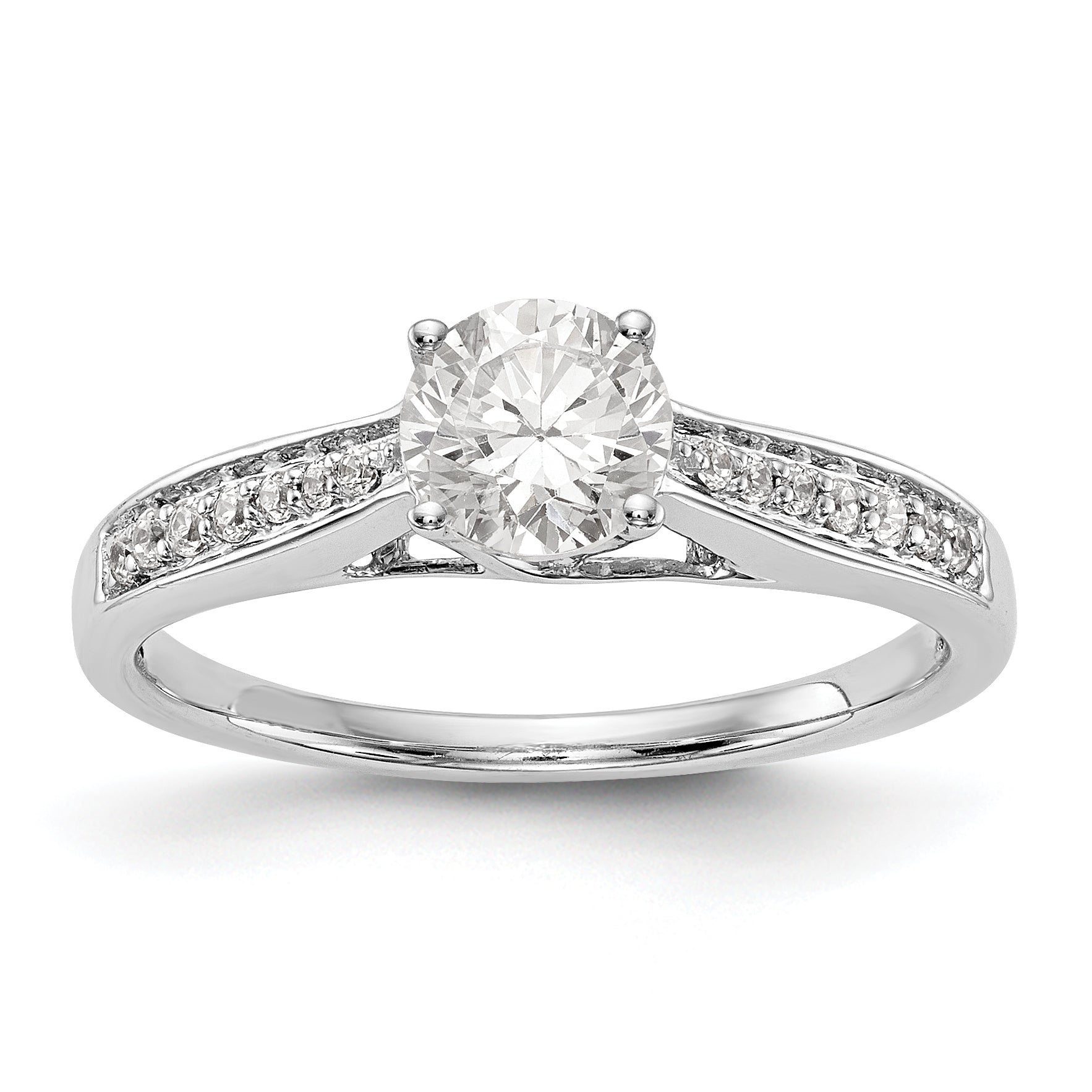 14K Weißgold Verlobungsring mit simuliertem Diamanten