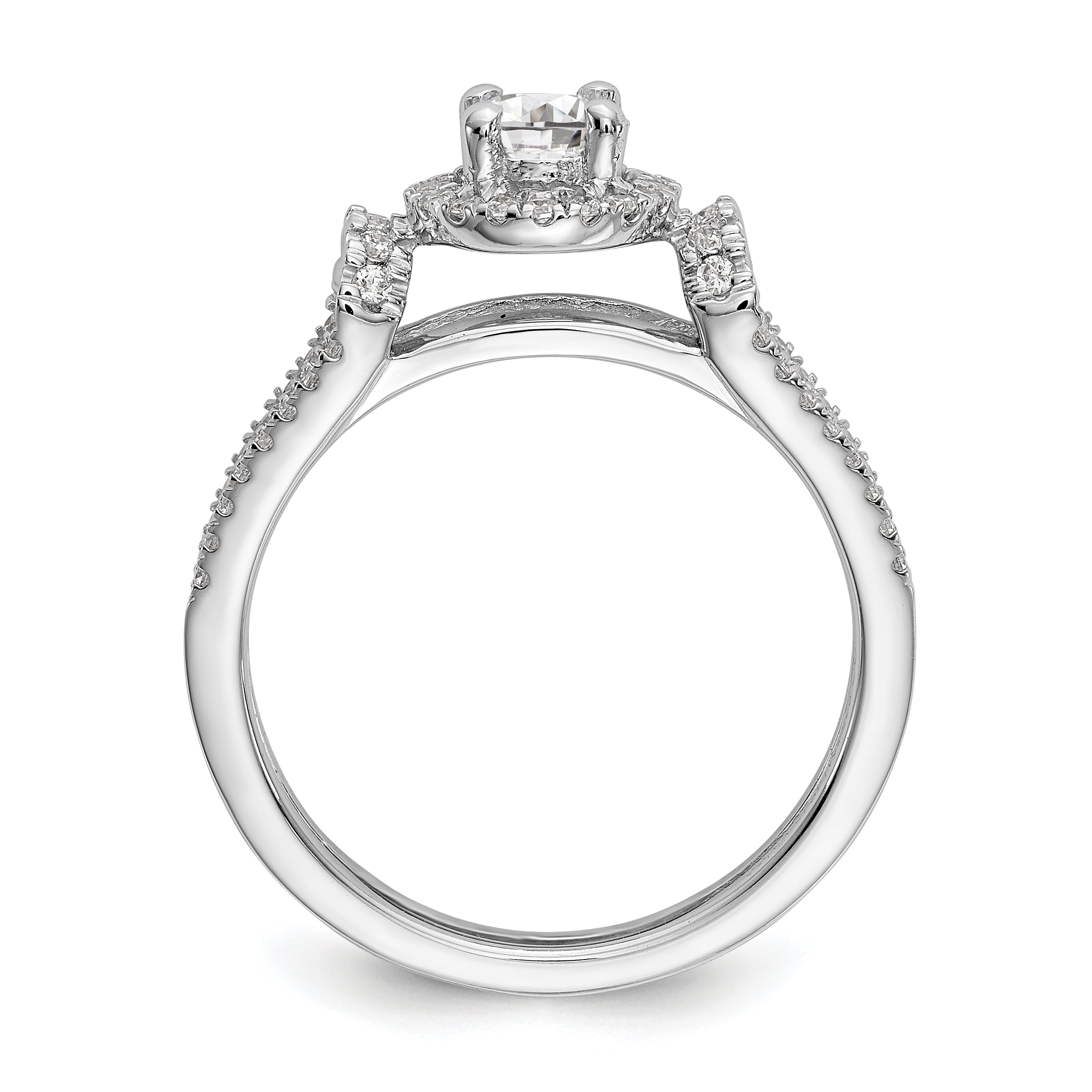 14K Weißgold Verlobungsring mit simuliertem Diamanten