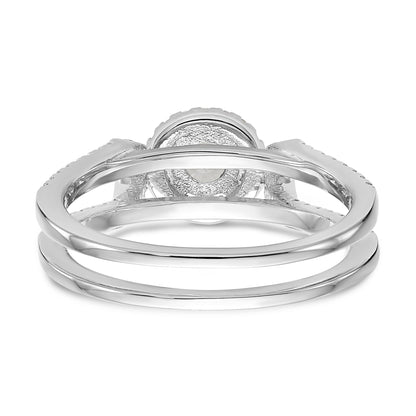 14K Weißgold Verlobungsring mit simuliertem Diamanten