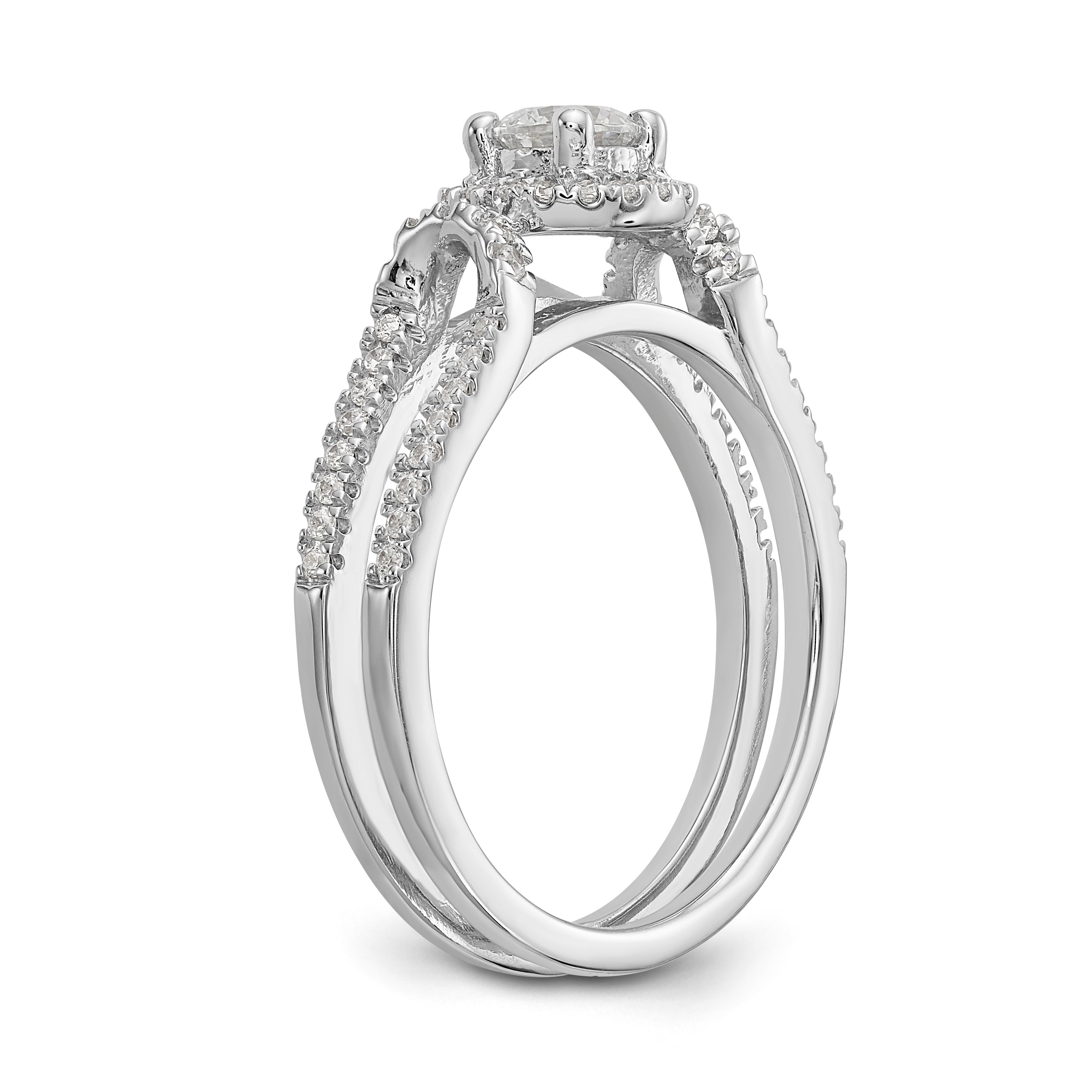14K Weißgold Verlobungsring mit simuliertem Diamanten
