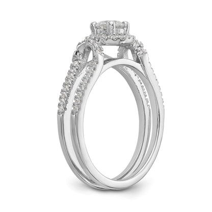 14K Weißgold Verlobungsring mit simuliertem Diamanten