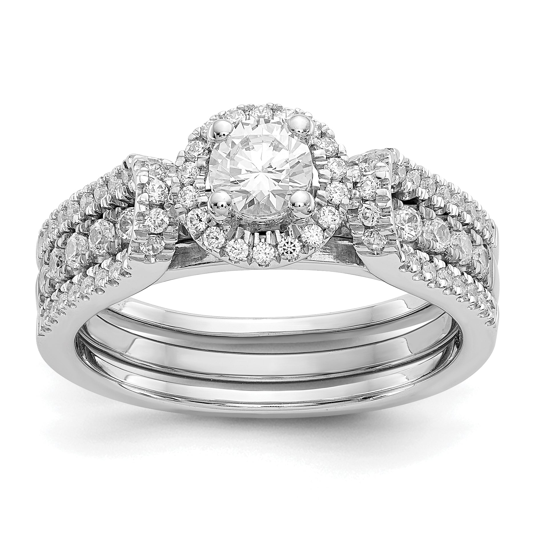 14K Weißgold Verlobungsring mit simuliertem Diamanten