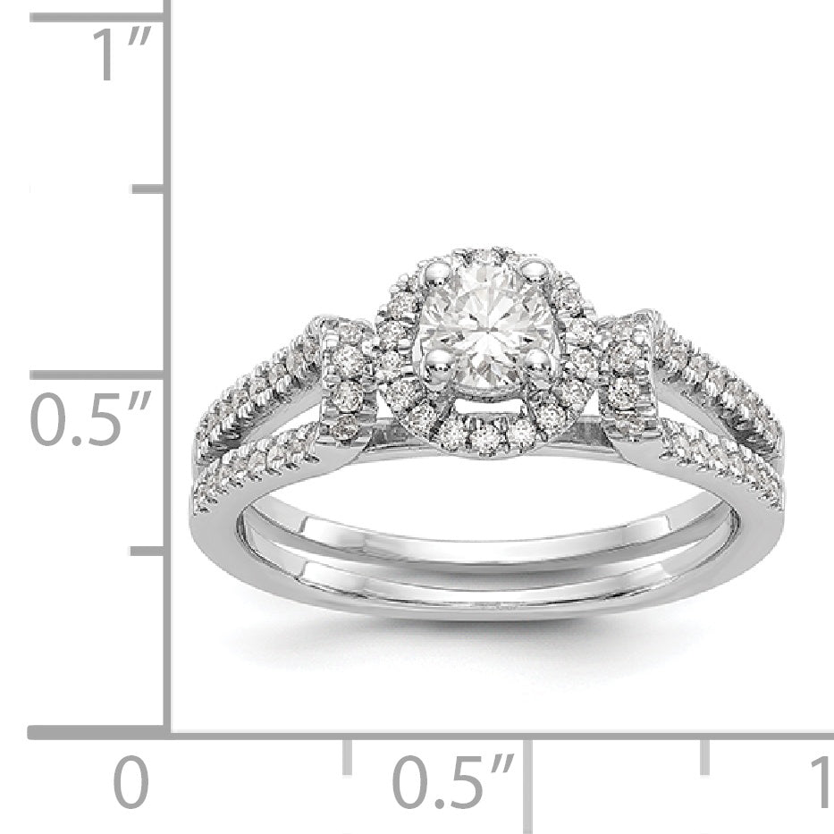 14K Weißgold Verlobungsring mit simuliertem Diamanten