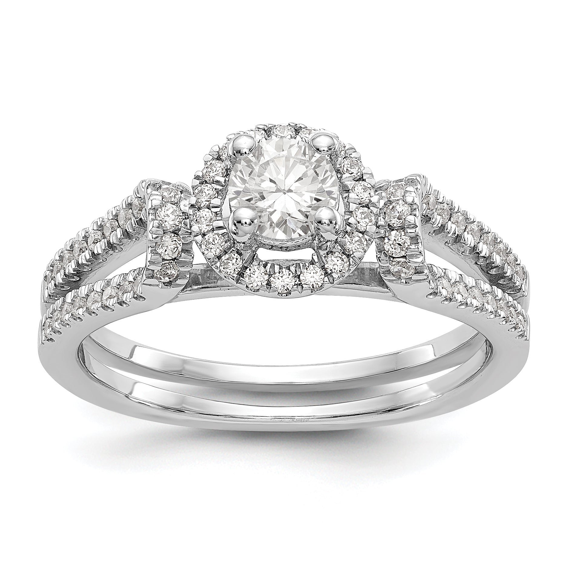 14K Weißgold Verlobungsring mit simuliertem Diamanten
