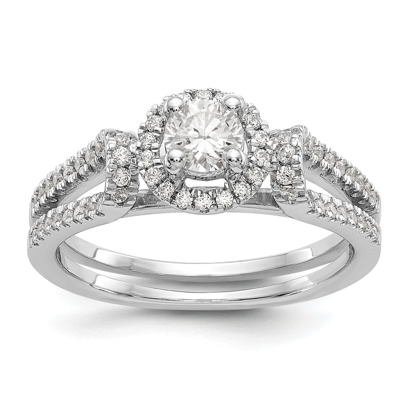 14K Weißgold Verlobungsring mit simuliertem Diamanten