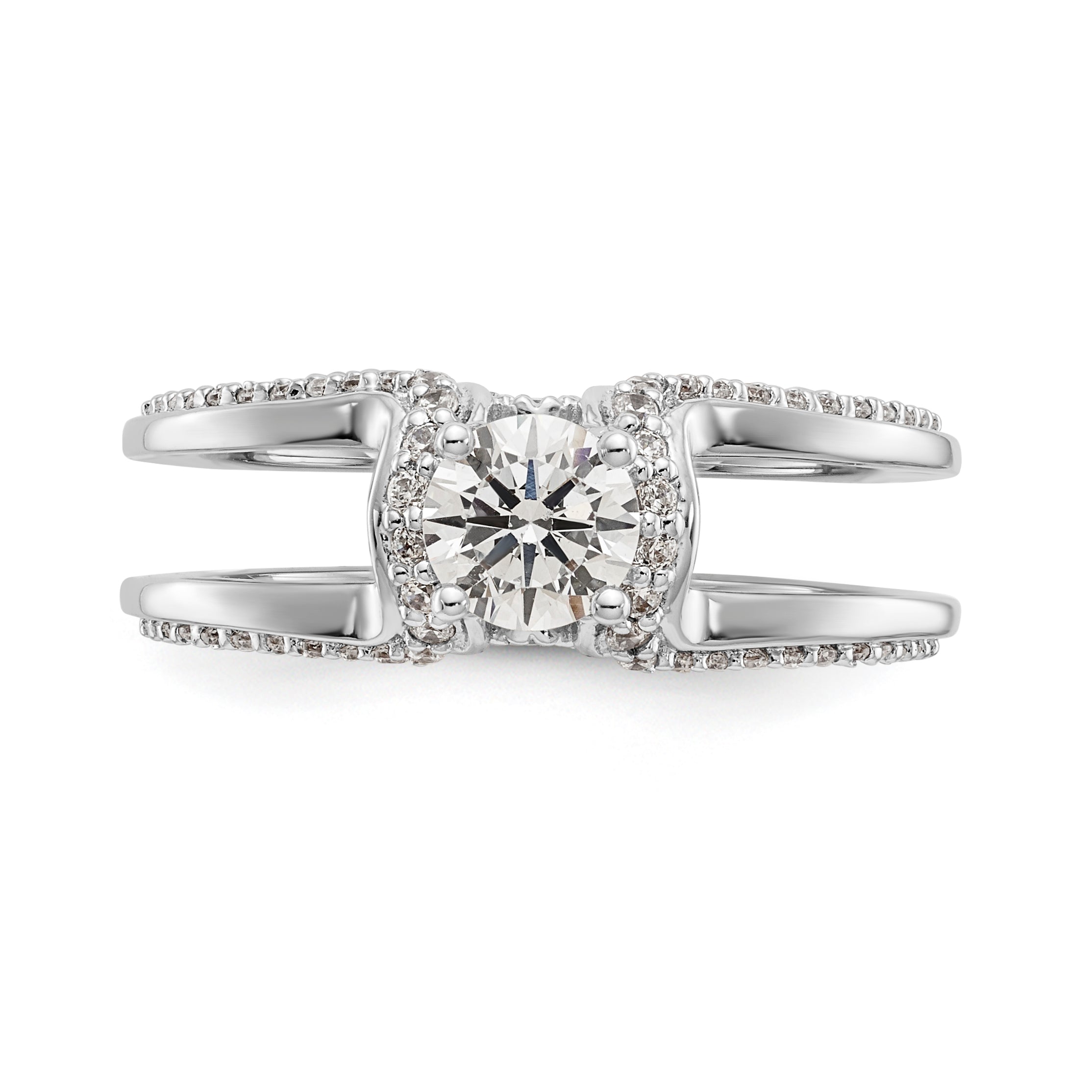 14K Weißgold Verlobungsring mit simuliertem Diamanten
