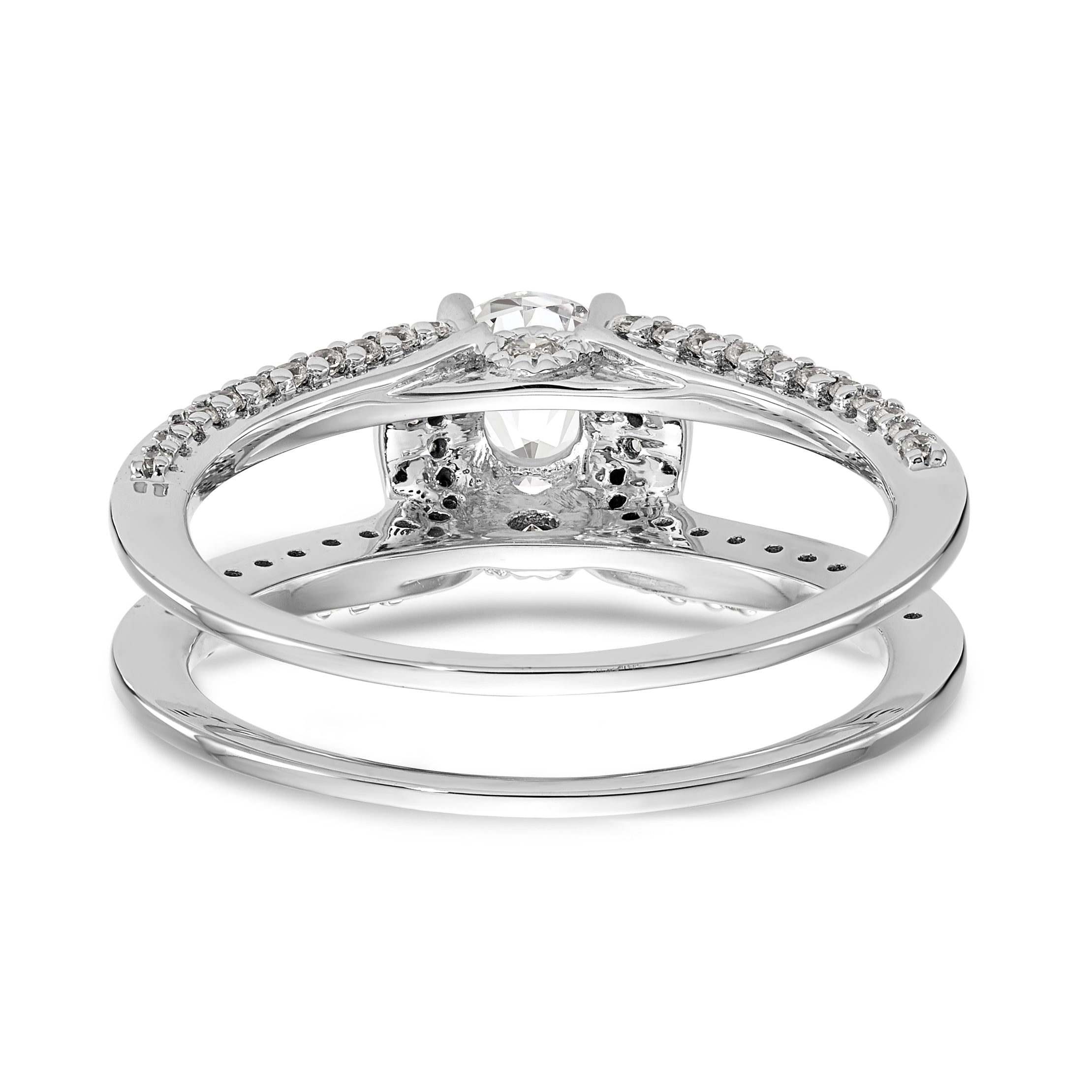 14K Weißgold Verlobungsring mit simuliertem Diamanten