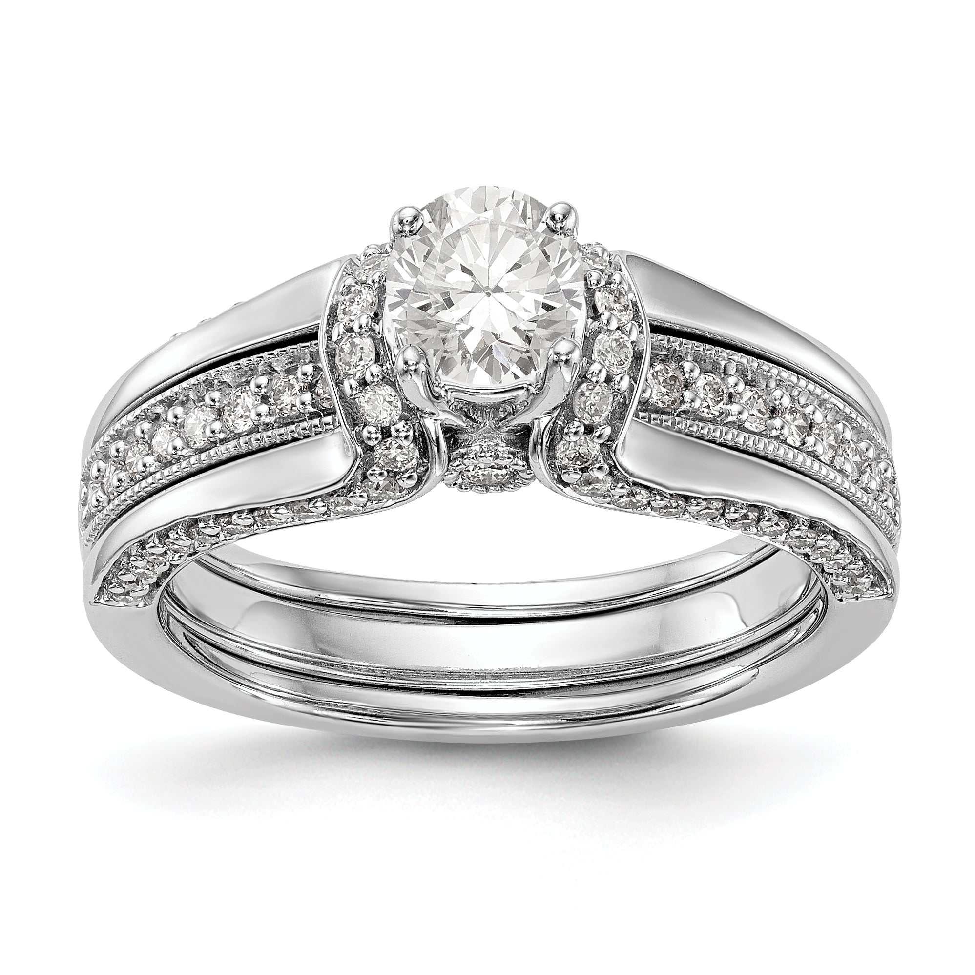 14K Weißgold Verlobungsring mit simuliertem Diamanten