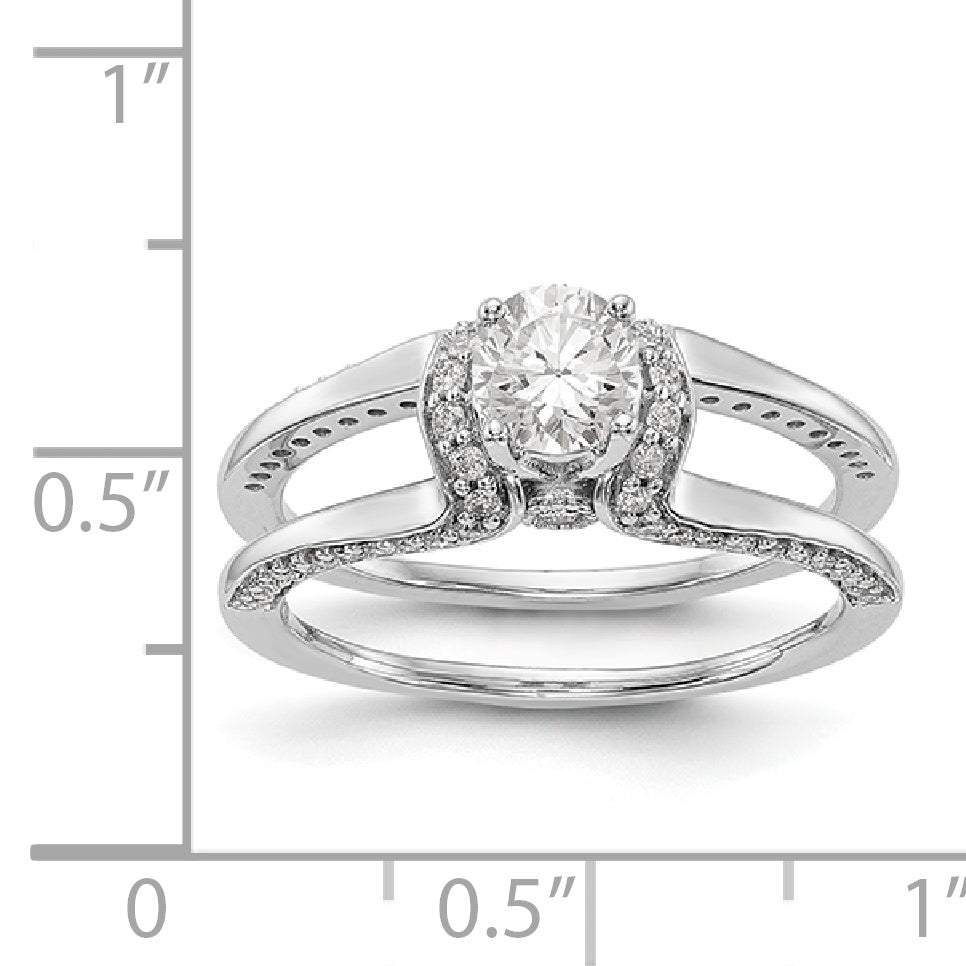 14K Weißgold Verlobungsring mit simuliertem Diamanten