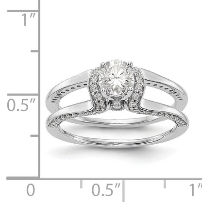 14K Weißgold Verlobungsring mit simuliertem Diamanten