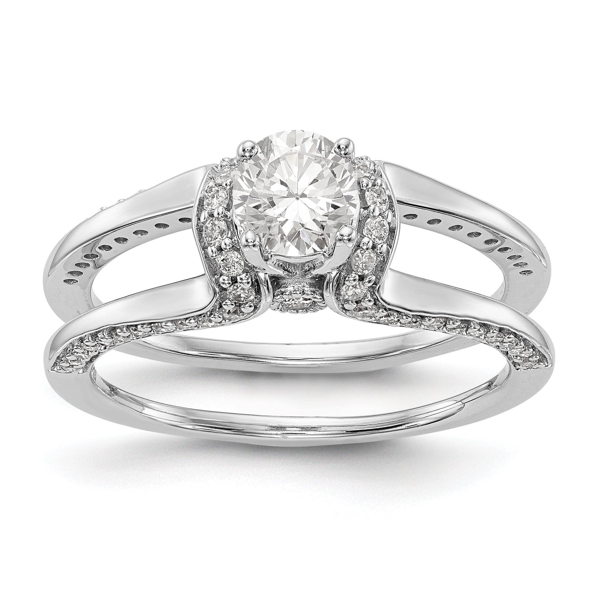 14K Weißgold Verlobungsring mit simuliertem Diamanten