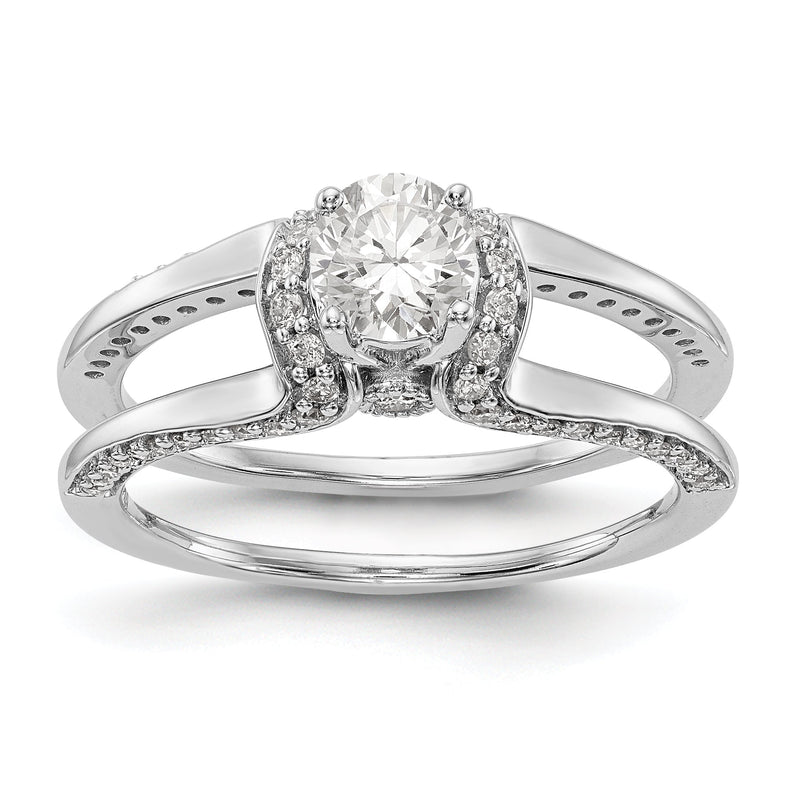 14K Weißgold Verlobungsring mit simuliertem Diamanten