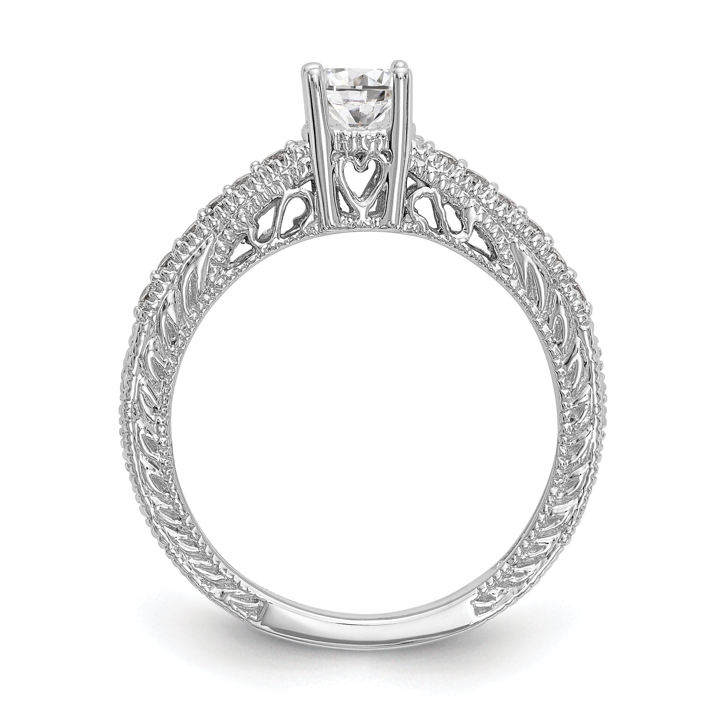 14K Weißgold Verlobungsring mit Diamantsimulanten