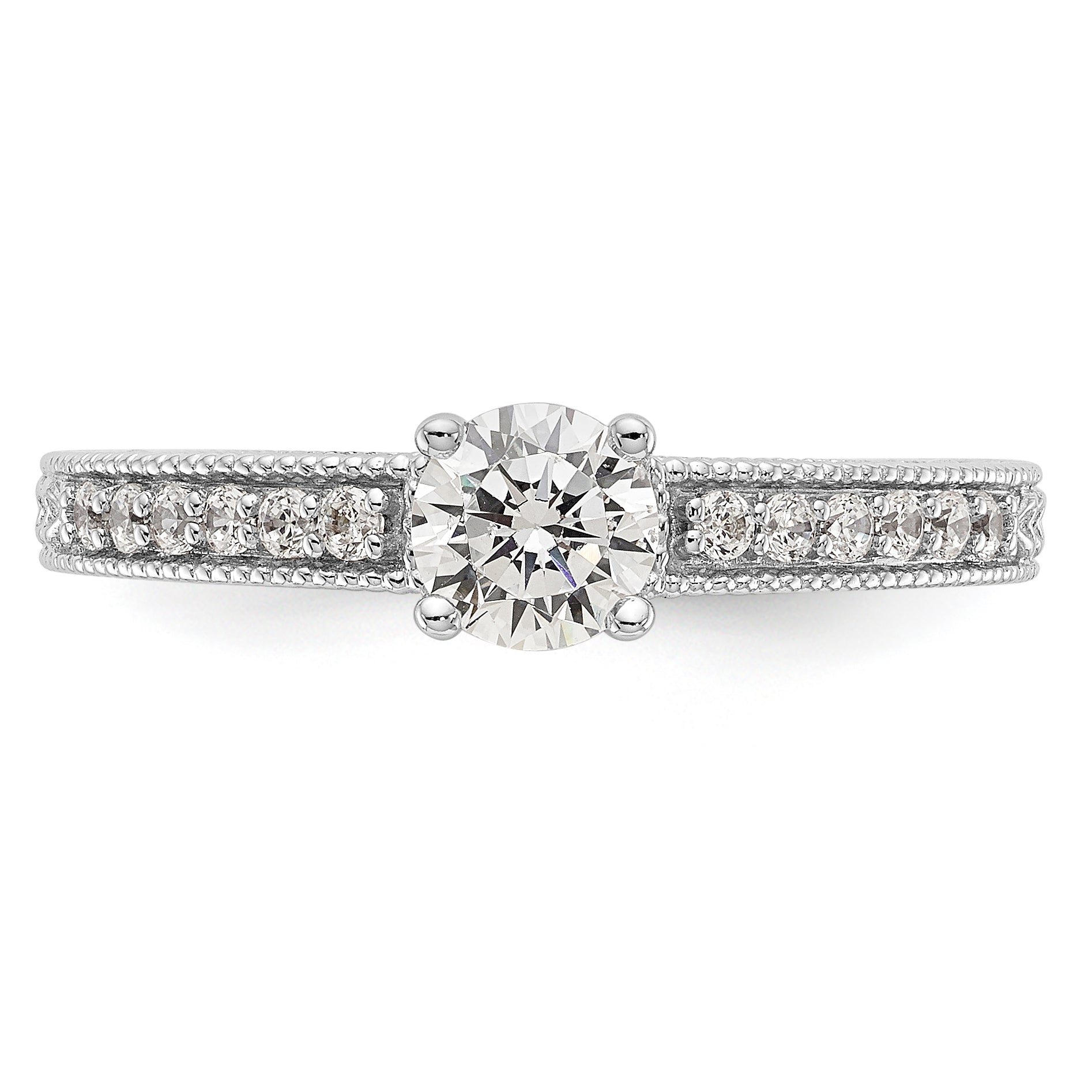14K Weißgold Verlobungsring mit Diamantsimulanten