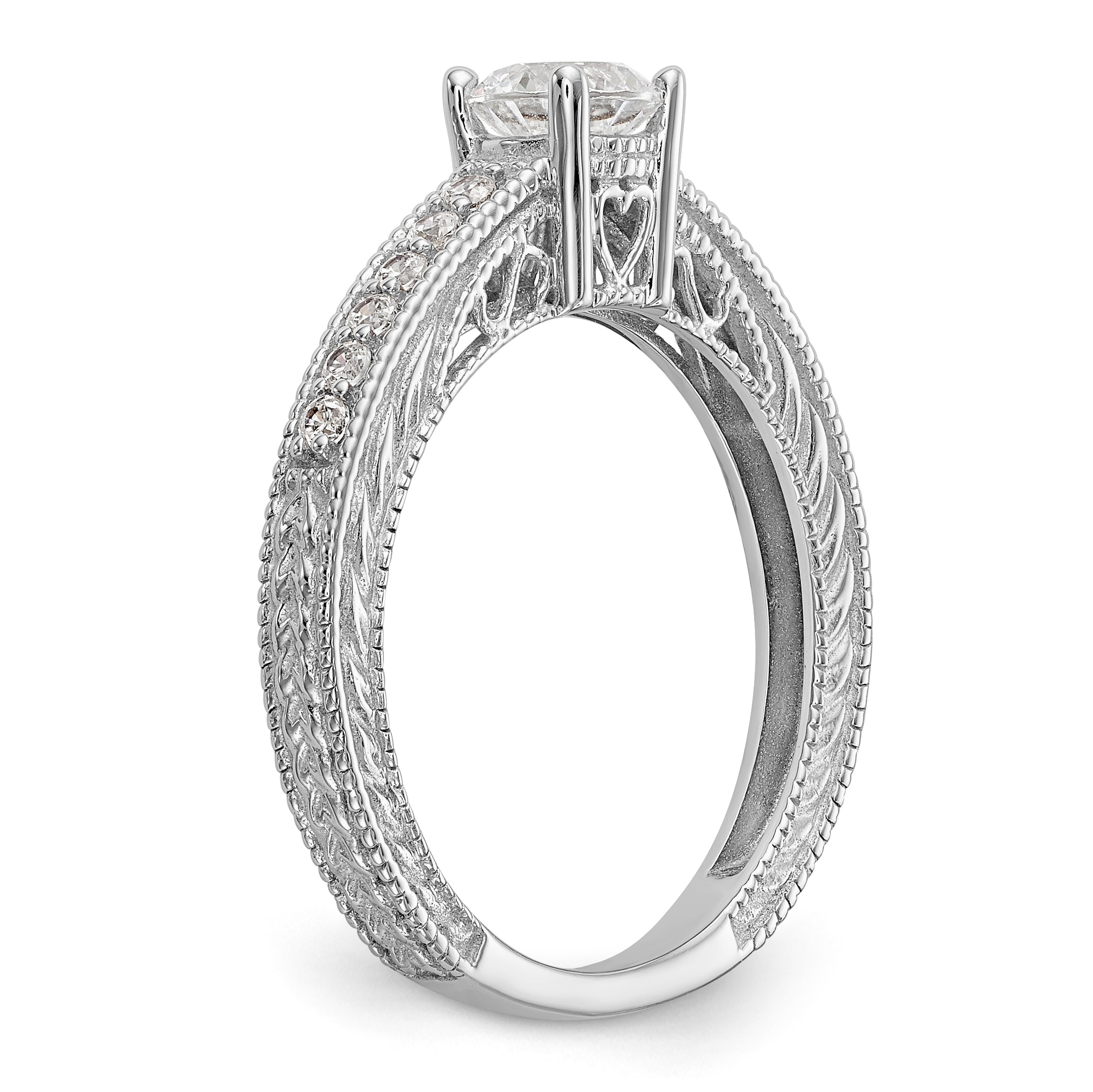 14K Weißgold Verlobungsring mit Diamantsimulanten