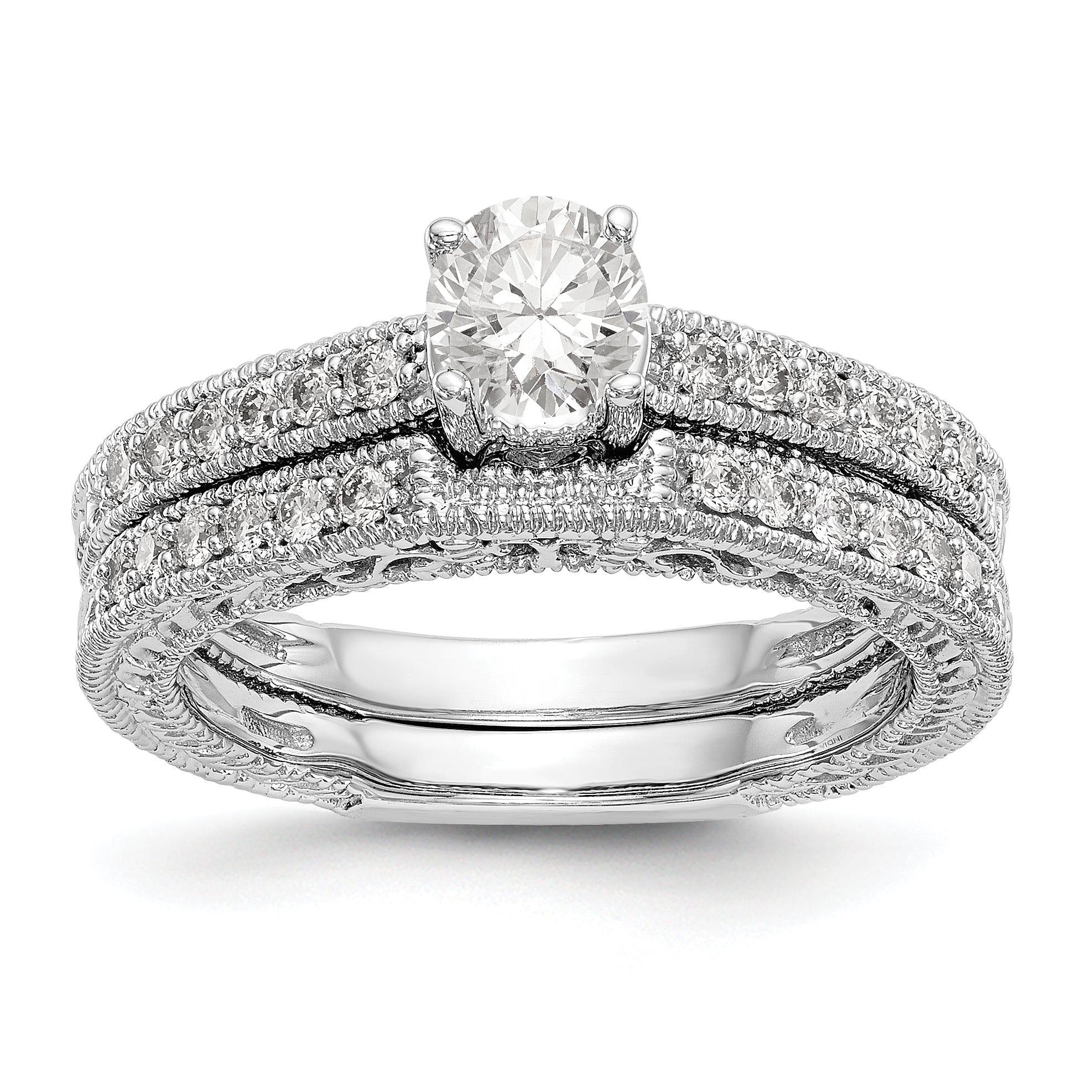 14K Weißgold Verlobungsring mit Diamantsimulanten