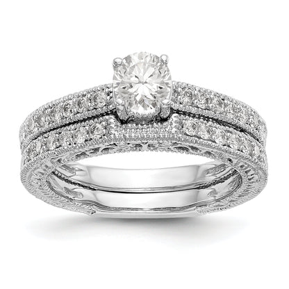 14K Weißgold Verlobungsring mit Diamantsimulanten