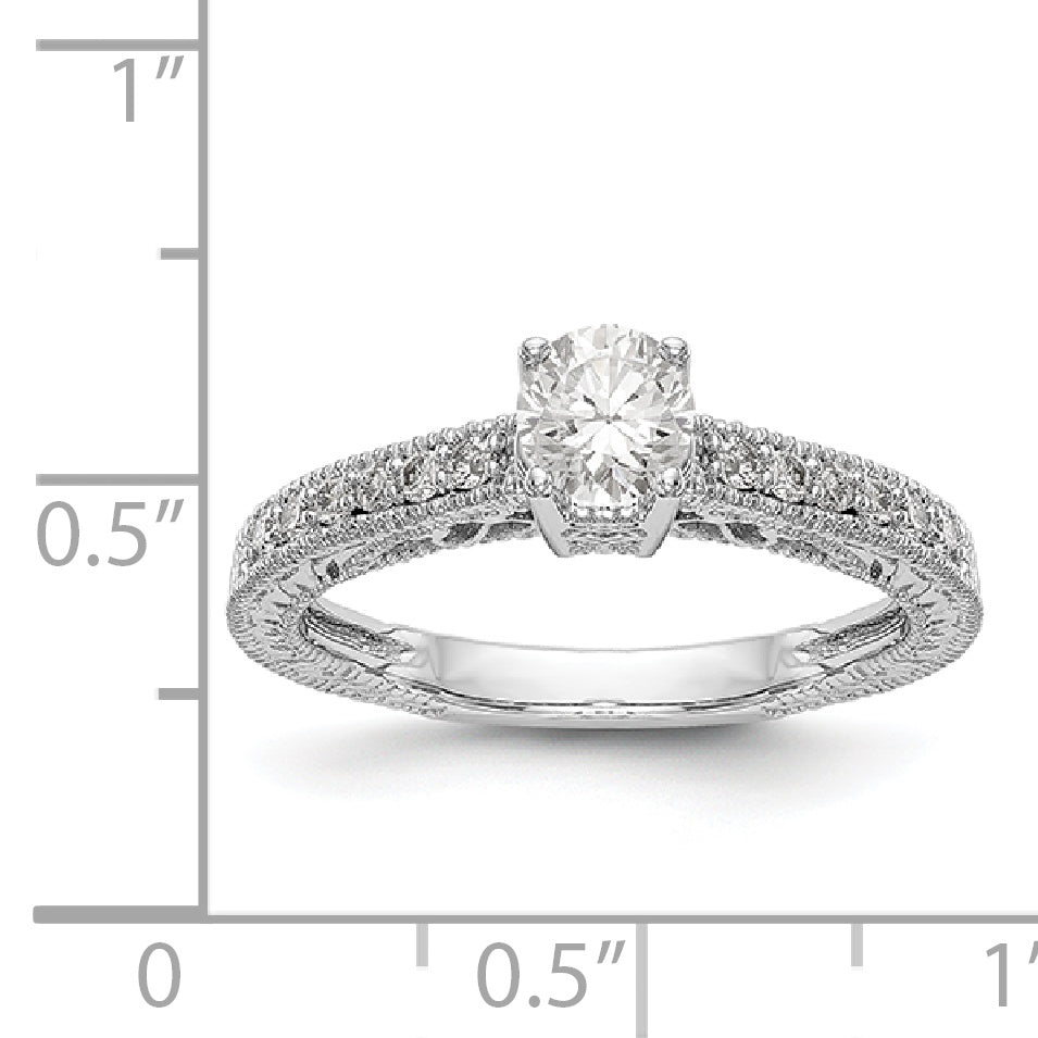 14K Weißgold Verlobungsring mit Diamantsimulanten