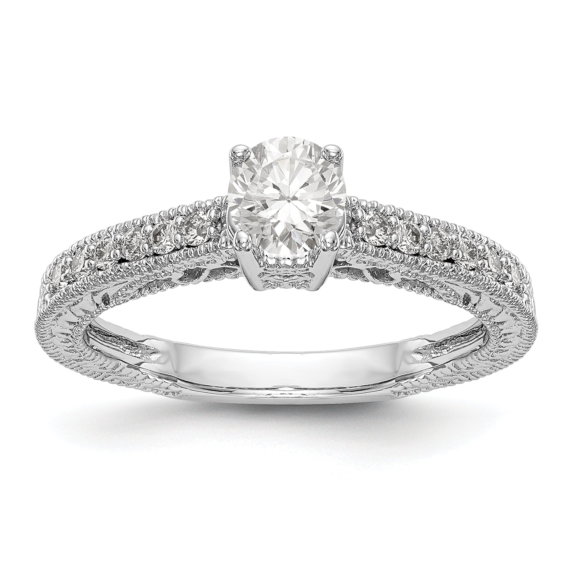 14K Weißgold Verlobungsring mit Diamantsimulanten