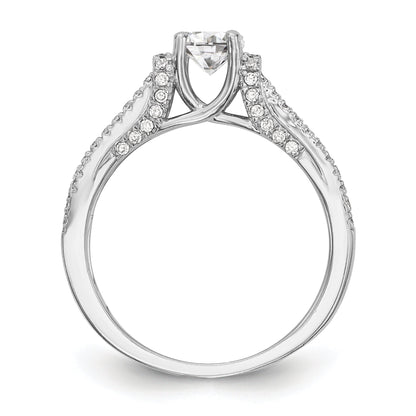 14K Weißgold Verlobungsring mit simulierten Diamanten