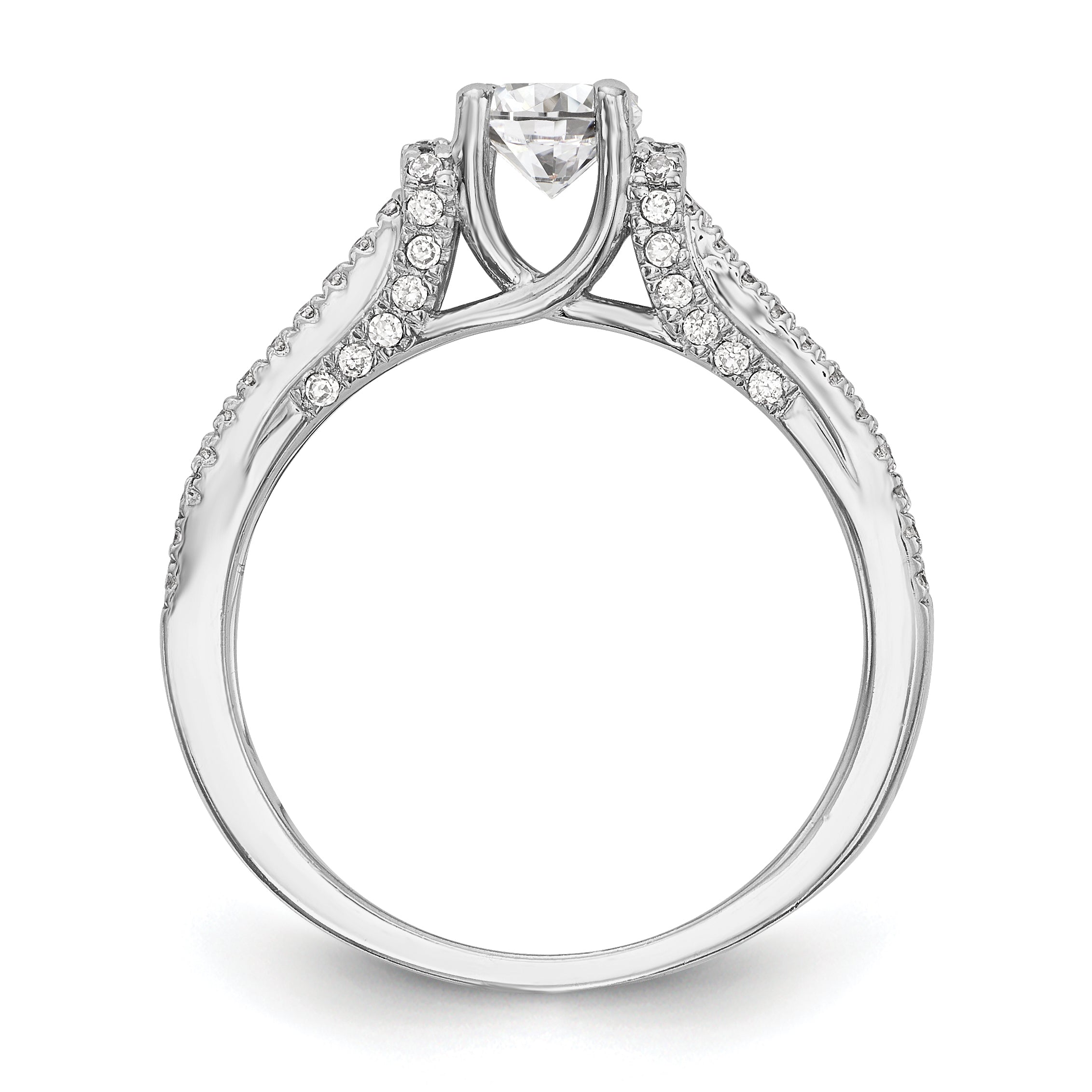 14K Weißgold Verlobungsring mit simuliertem Diamanten