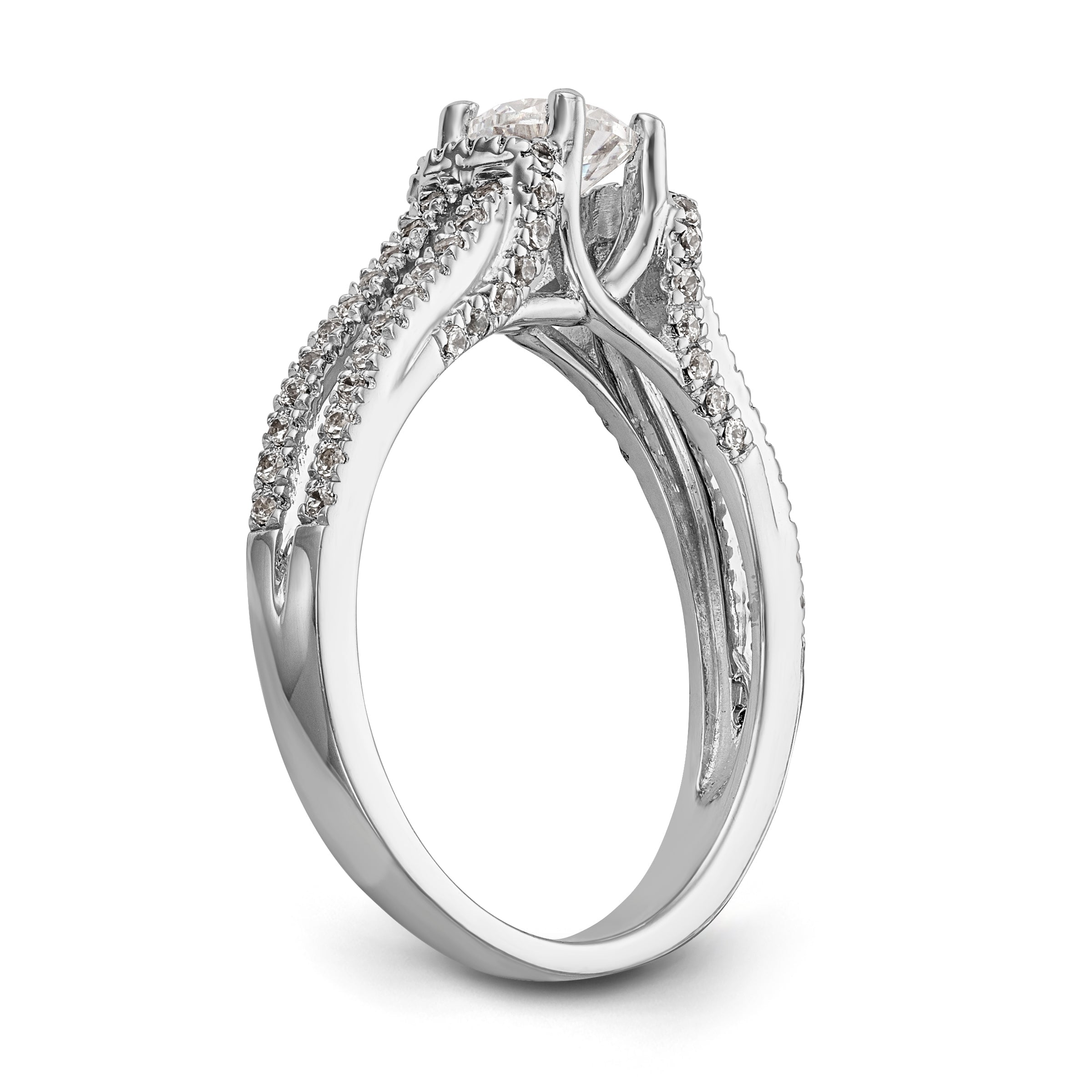 14K Weißgold Verlobungsring mit simulierten Diamanten