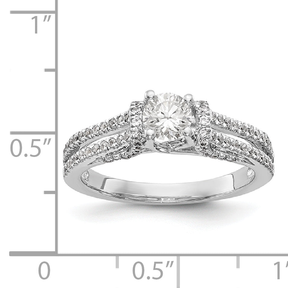 14K Weißgold Verlobungsring mit simulierten Diamanten